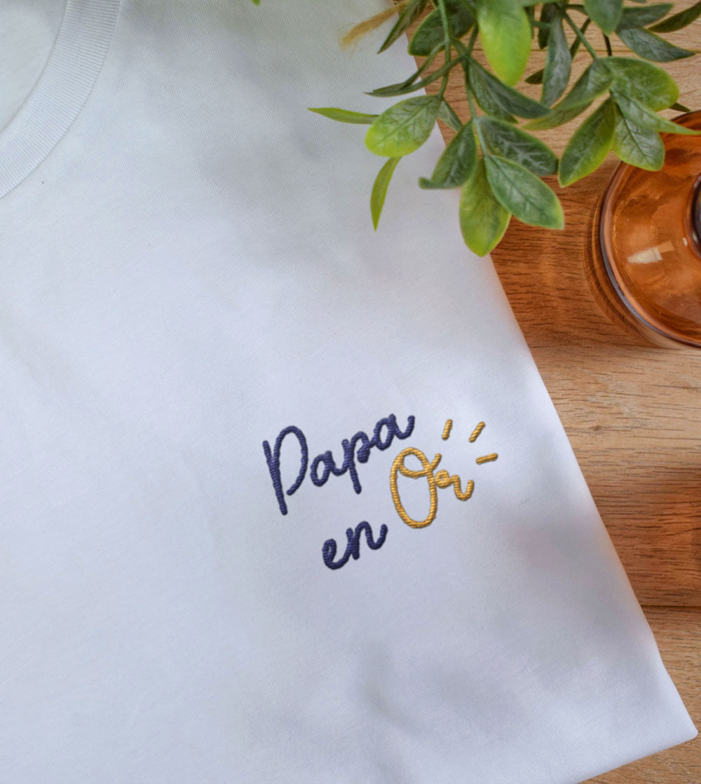 Juste Un T-shirt T-shirts Brodés Papa en Or t-shirt brodé