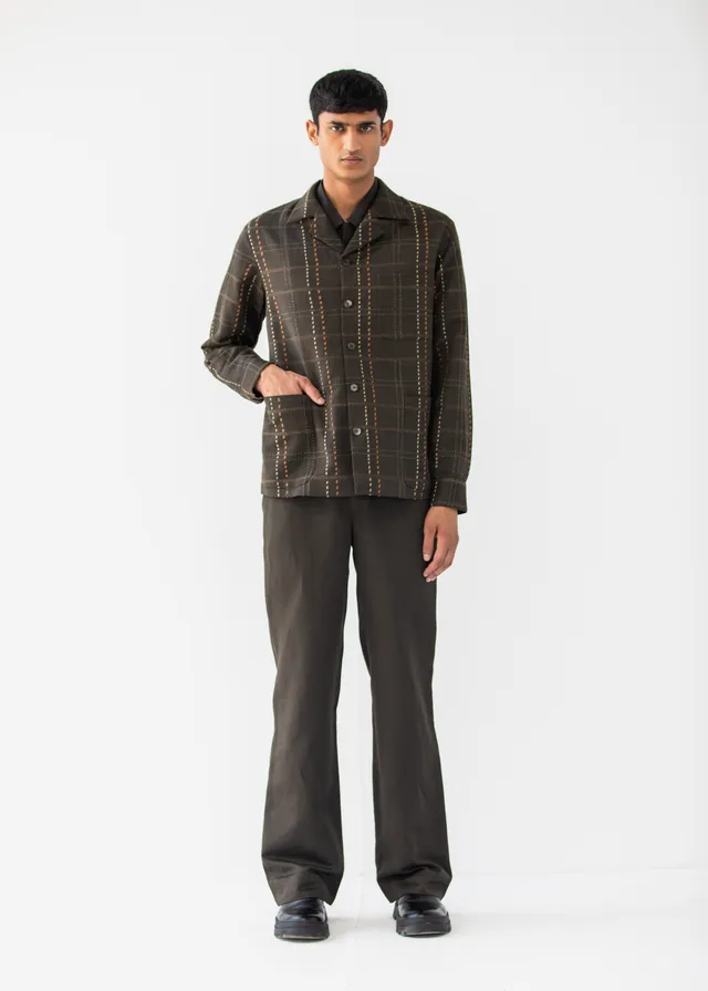 COUNTRYMADE Jackets MILITARY TARTAN JACKET veste brodée lin coton