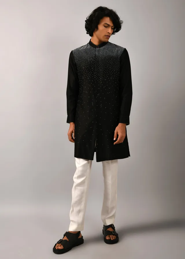 COUNTRYMADE Kurtas Night Sky Front Open Embroidered Kurta kurta noir