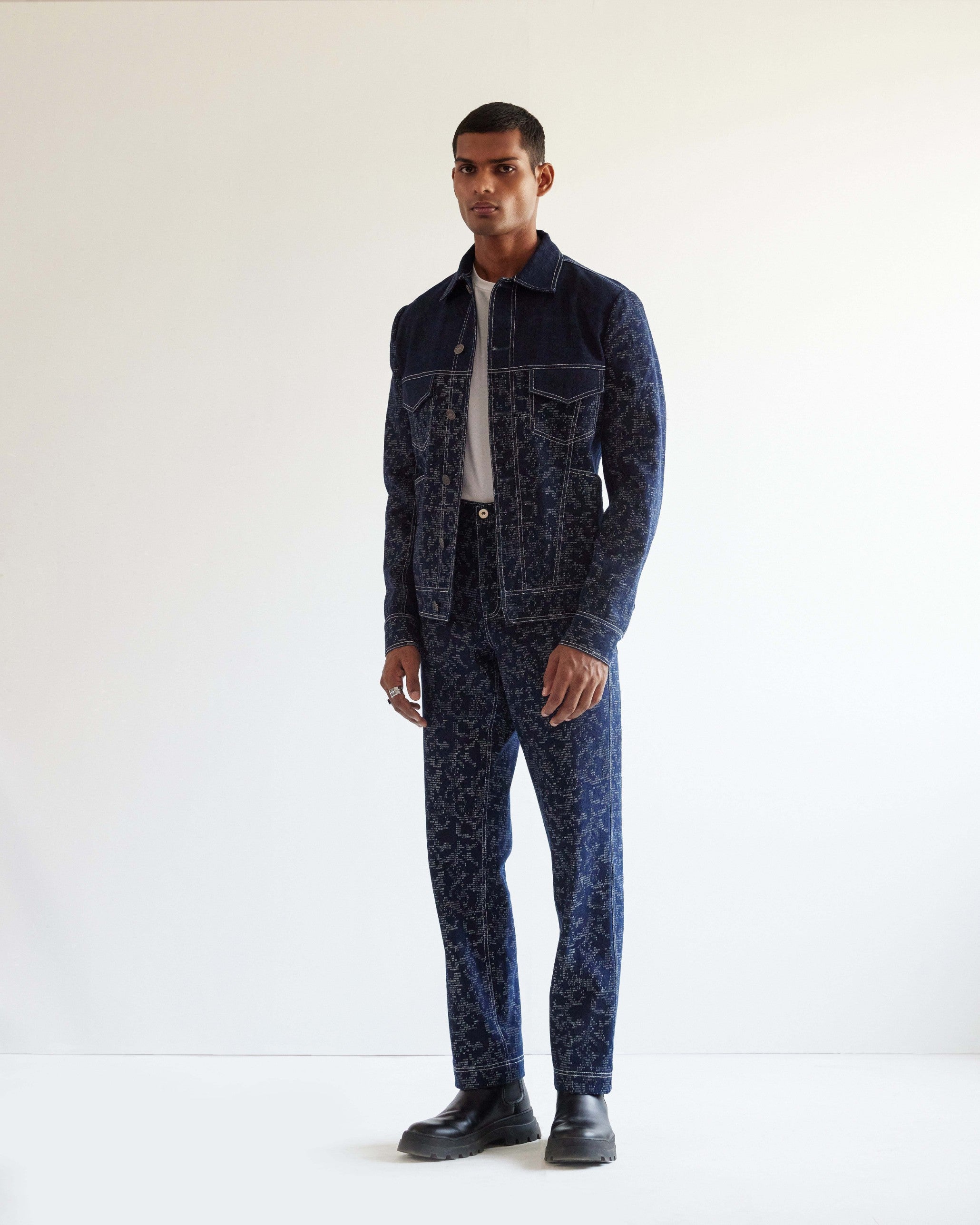 COUNTRYMADE Jackets Camo-block Denim Jacket veste en denim bleu marine