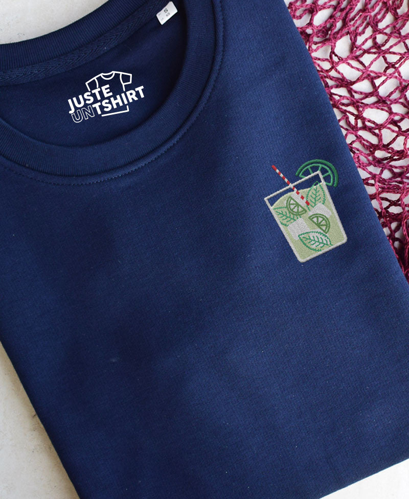 Juste Un T-shirt Sweats Brodés Mojito sweat brodé gris chiné