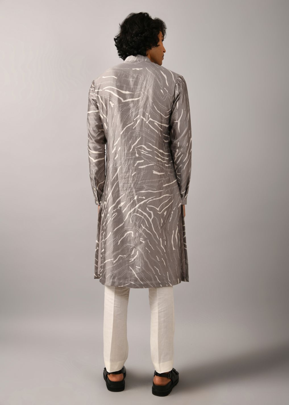 COUNTRYMADE Kurtas Grey Terrain Maize Kurta, kurta en soie imprimée