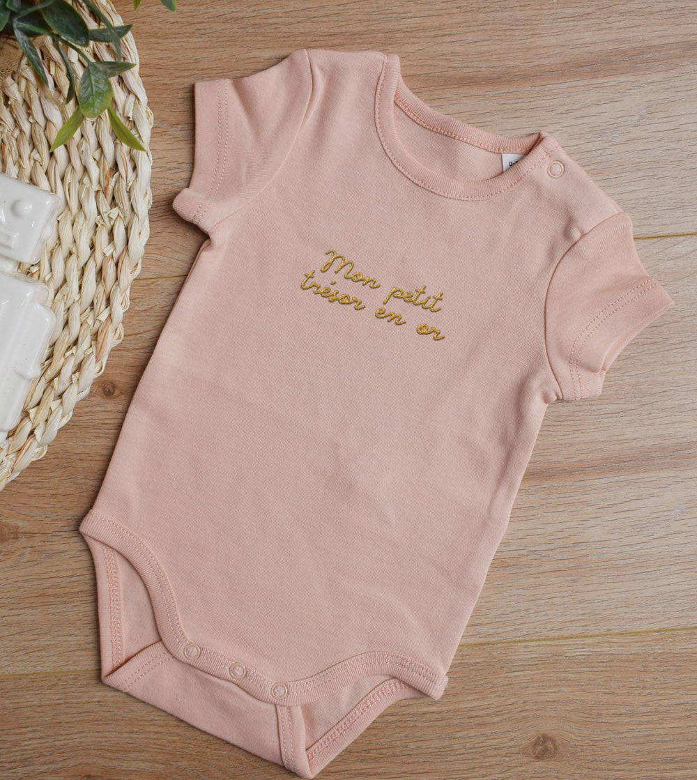 Juste Un T-shirt Bébé Mon petit trésor body blanc brodé