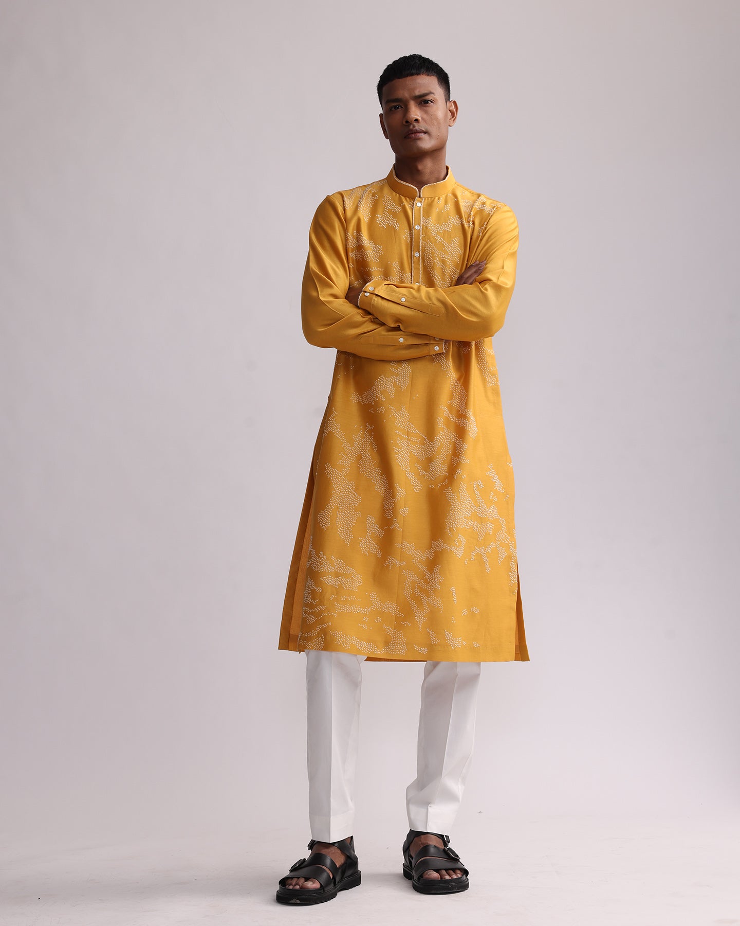 COUNTRYMADE Kurtas SHADOW CAMO HAND EMBROIDERED KURTA SET ensemble kurta brodé Chanderi