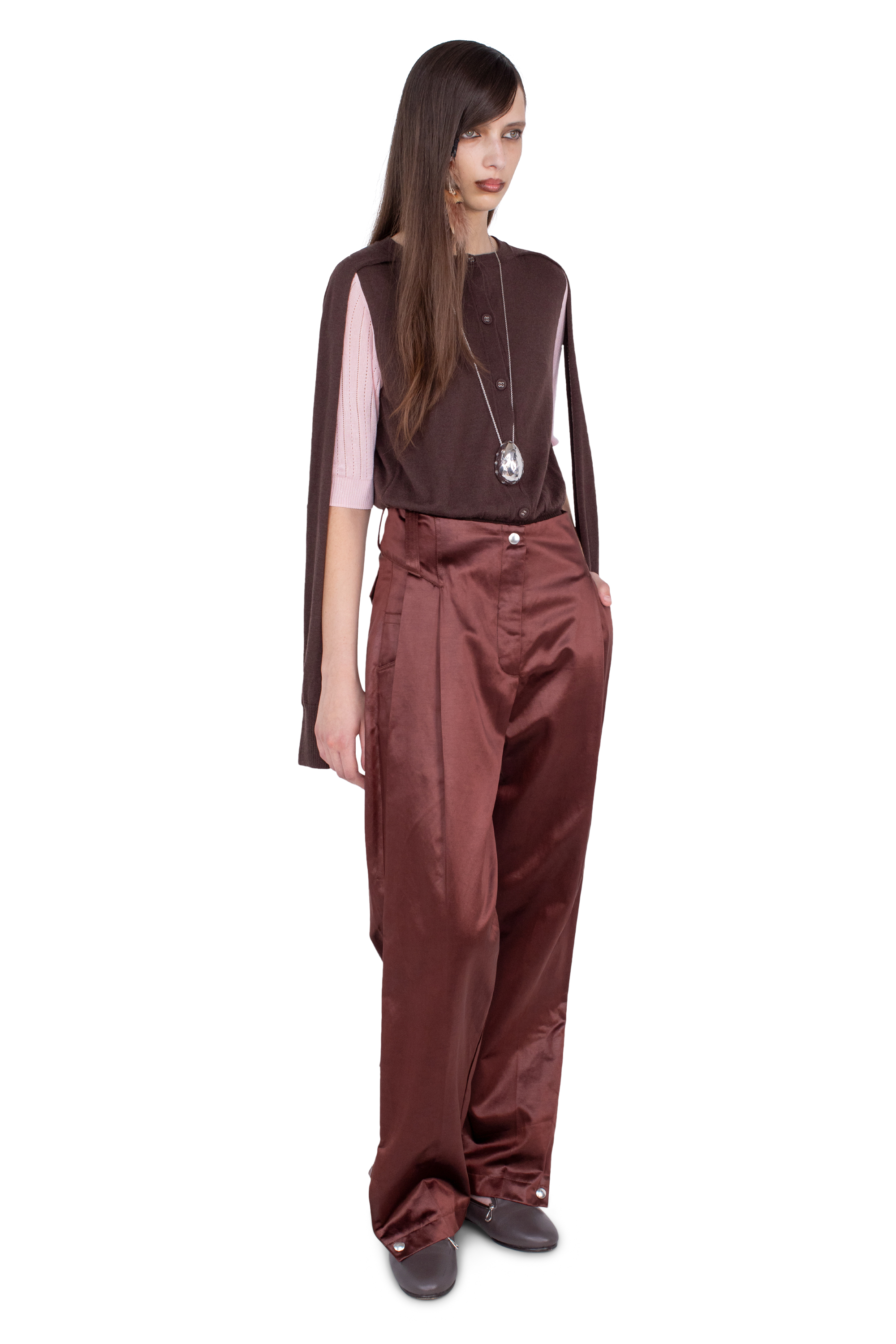 Kiko Kostadinov Knitwear CORELLA Double Sleeve Jumper pull Mahogany