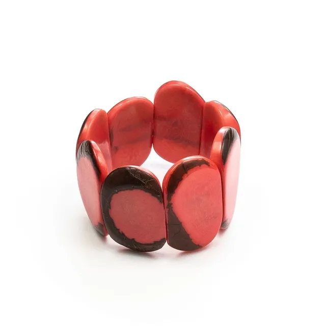 Sourire Multicolore Bracelets Bracelet manchette en ivoire végétal rose brun noir