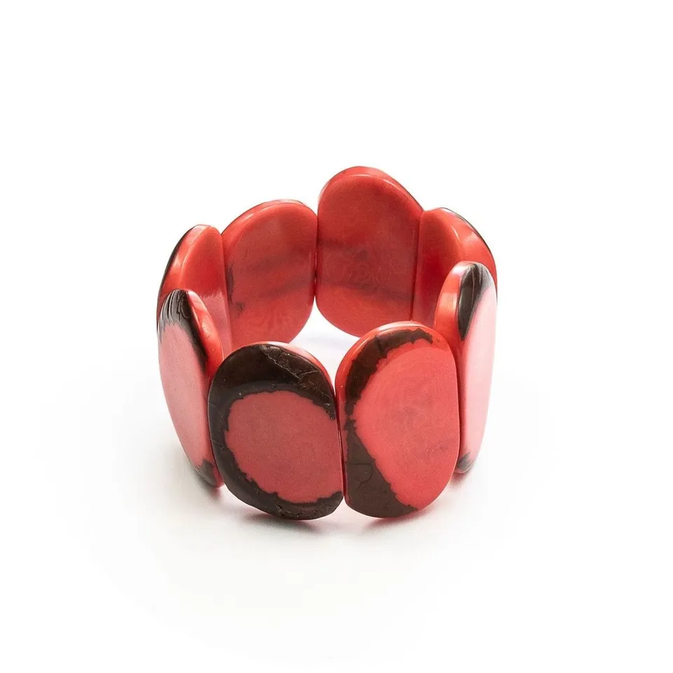 Sourire Multicolore Bracelets Bracelet manchette en ivoire végétal rose brun noir