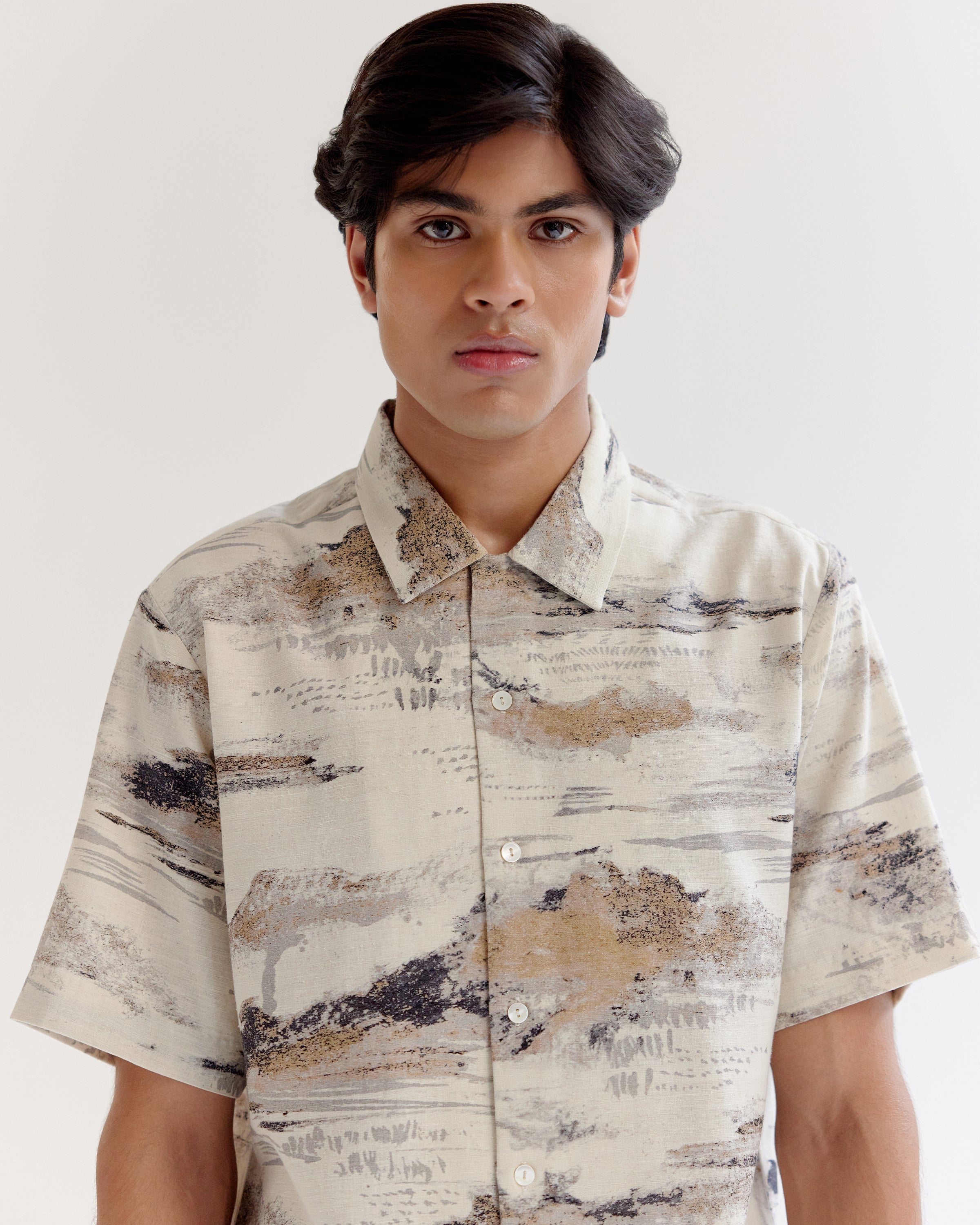COUNTRYMADE Shirts Arid Brush stroke Shirt chemise en lin imprimée