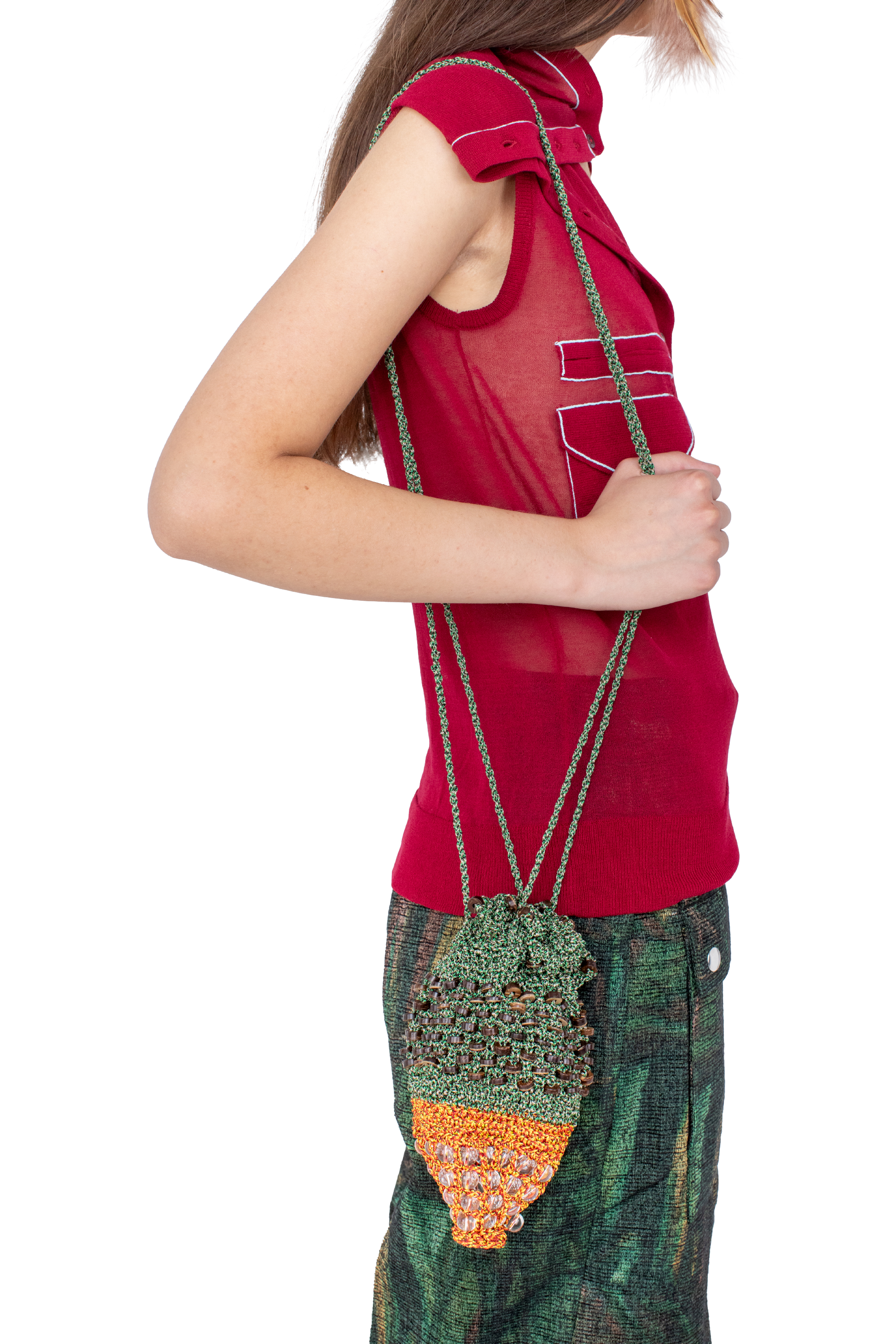 Kiko Kostadinov Bags GANNET Crochet Pouch pochette Camouflage Fireball