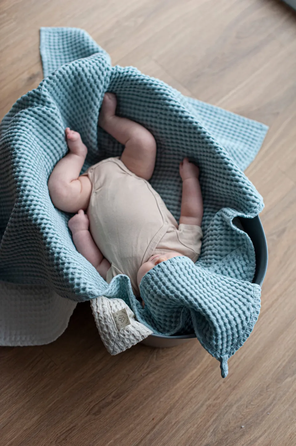 Laumė linen Baby and Kids Serviette à capuche bébé et tout-petit bleu ciel