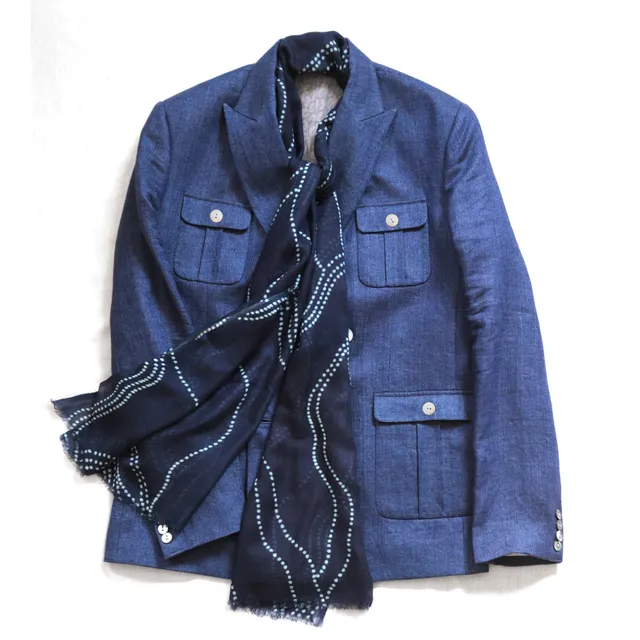 COUNTRYMADE Accessories Constellation Print Scarf écharpe marine 70 x 200 cm cachemire