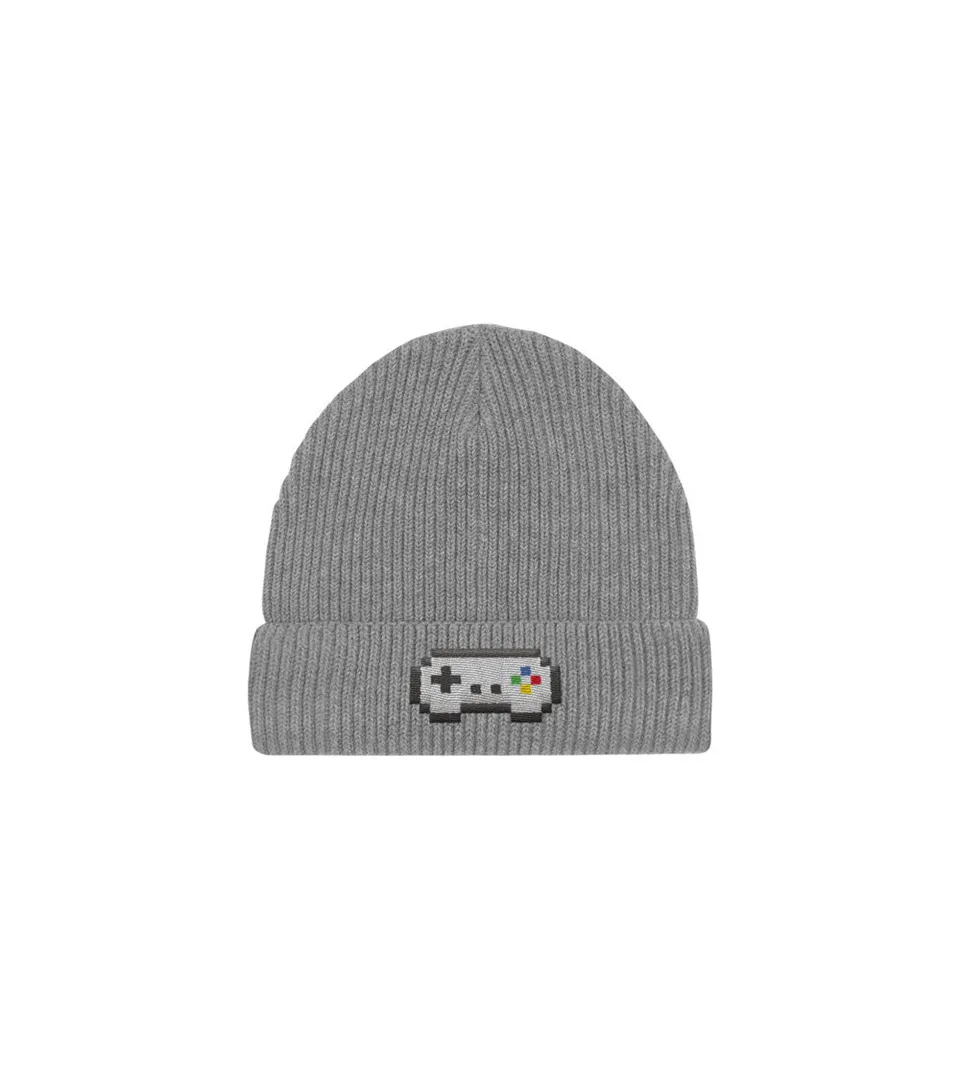 Juste Un T-shirt Bonnets Manette bonnet gris chiné brodé