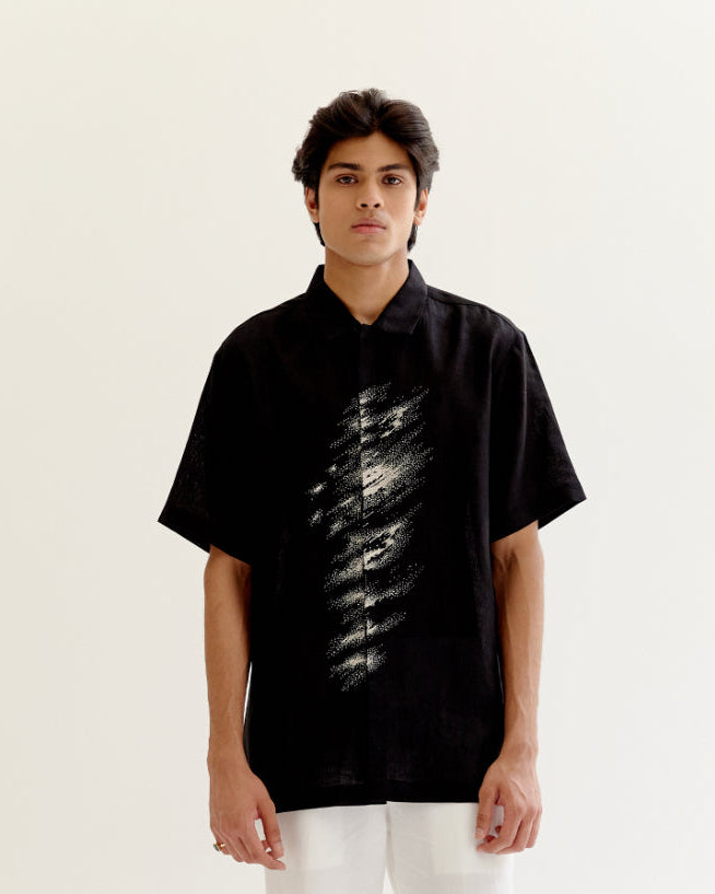 COUNTRYMADE Shirts Motion Blur Half Shirt chemise en lin brodée