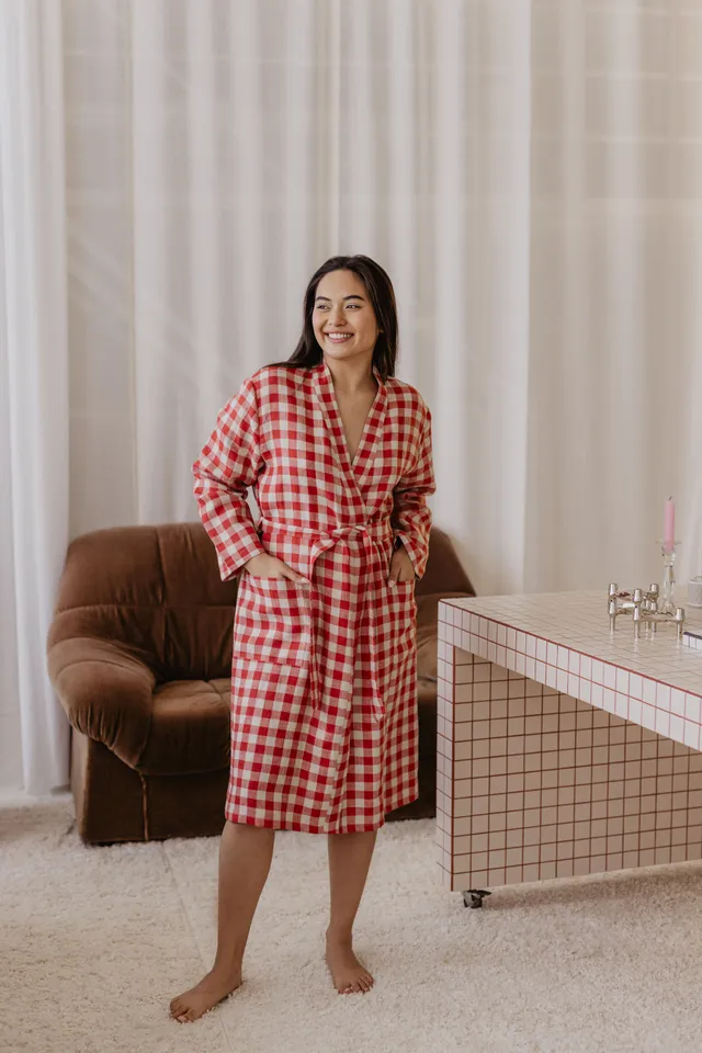 Laumė linen Loungewear DELČIA peignoir bleu ciel en lin