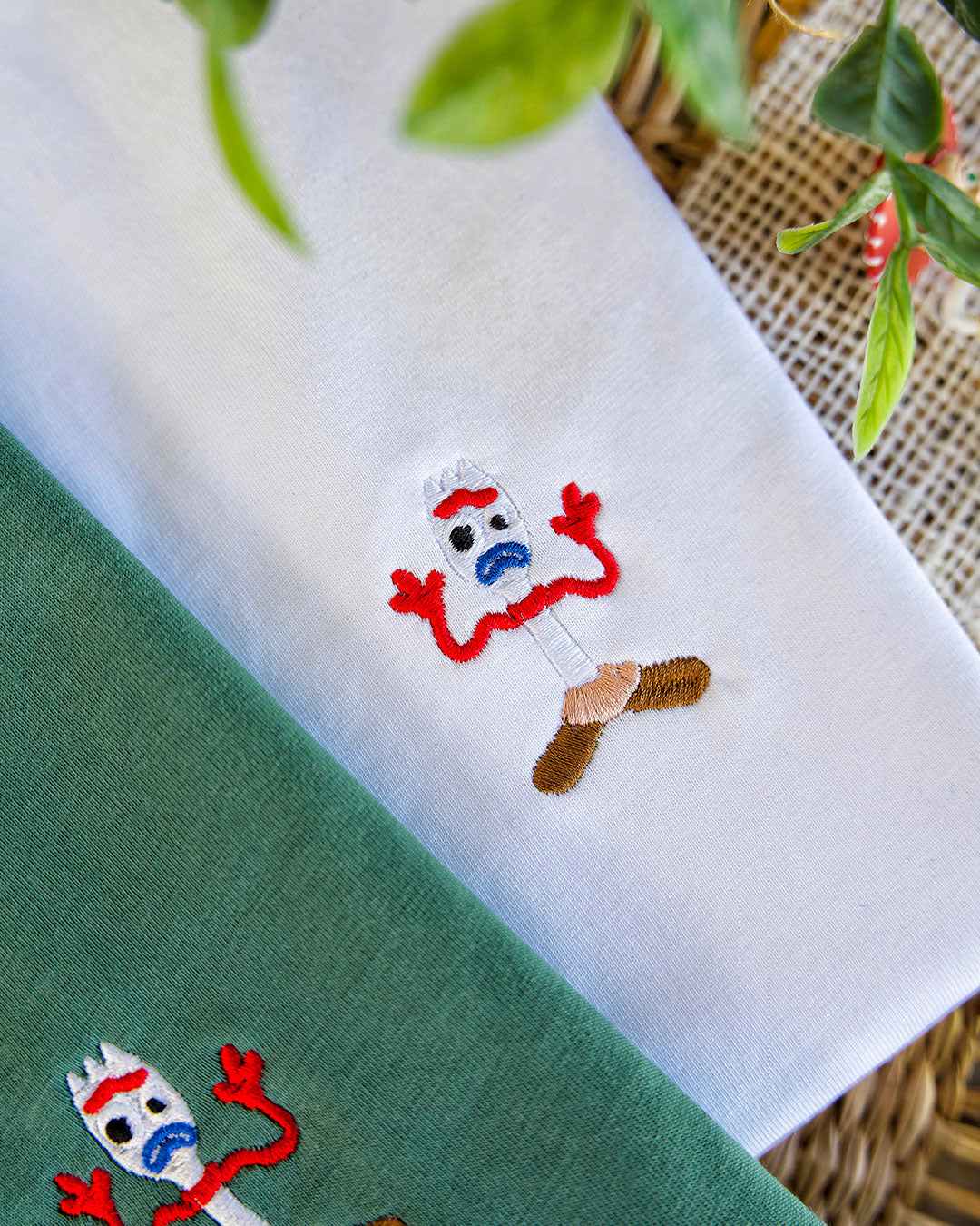 Juste Un T-shirt T-shirts Brodés Fourchette T-shirt brodé blanc coton bio