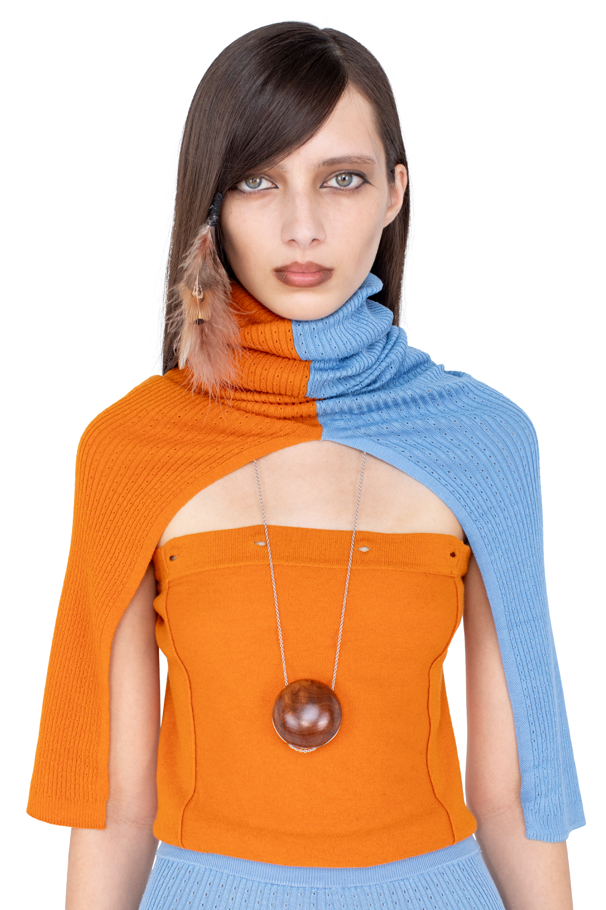 Kiko Kostadinov Accessories GREBE Scarf écharpe Persimmon Orange Blue Lake multi-usage