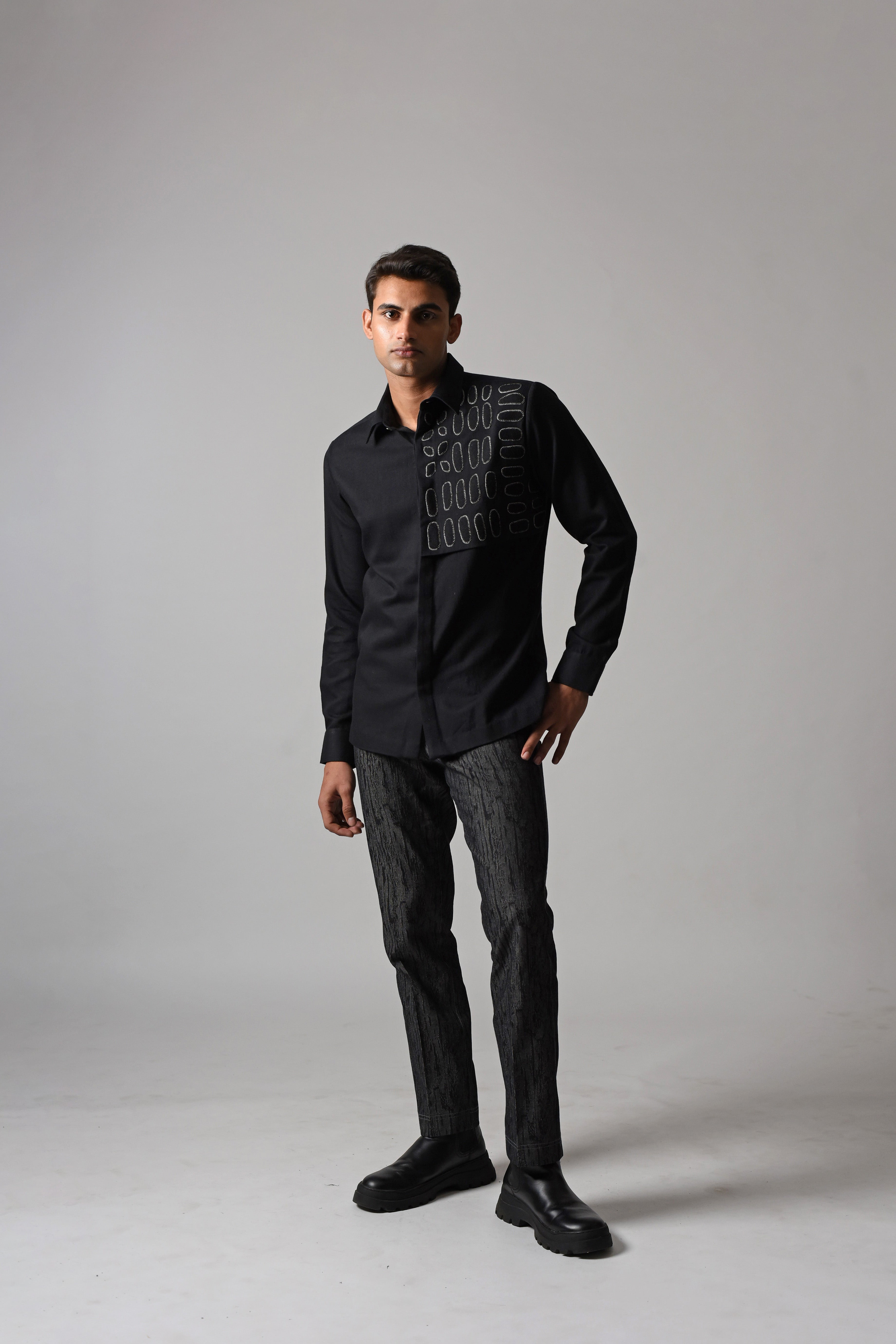 COUNTRYMADE Shirts SHADOW BLOCK SHIRT chemise noire coton