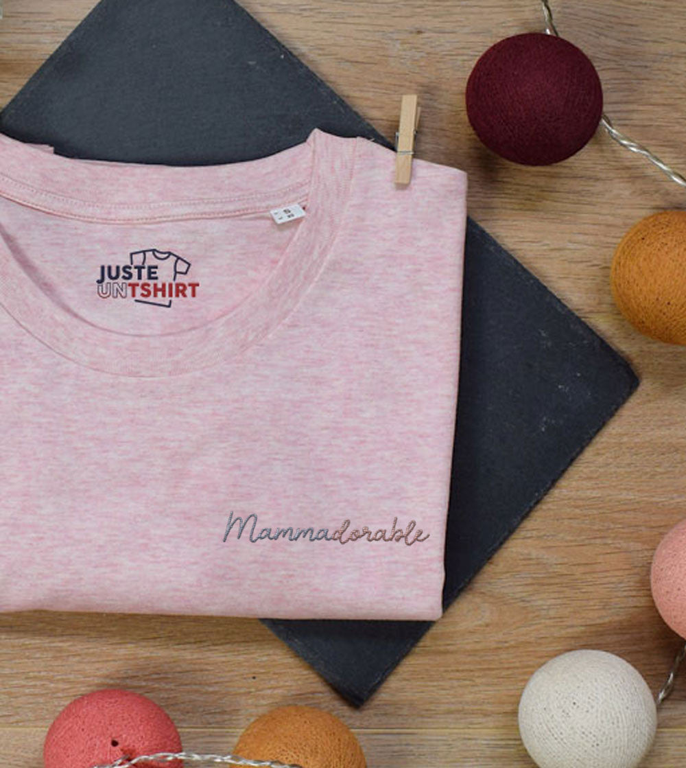 Juste Un T-shirt T-shirts Brodés T-shirt brodé - MammaDorable, blanc