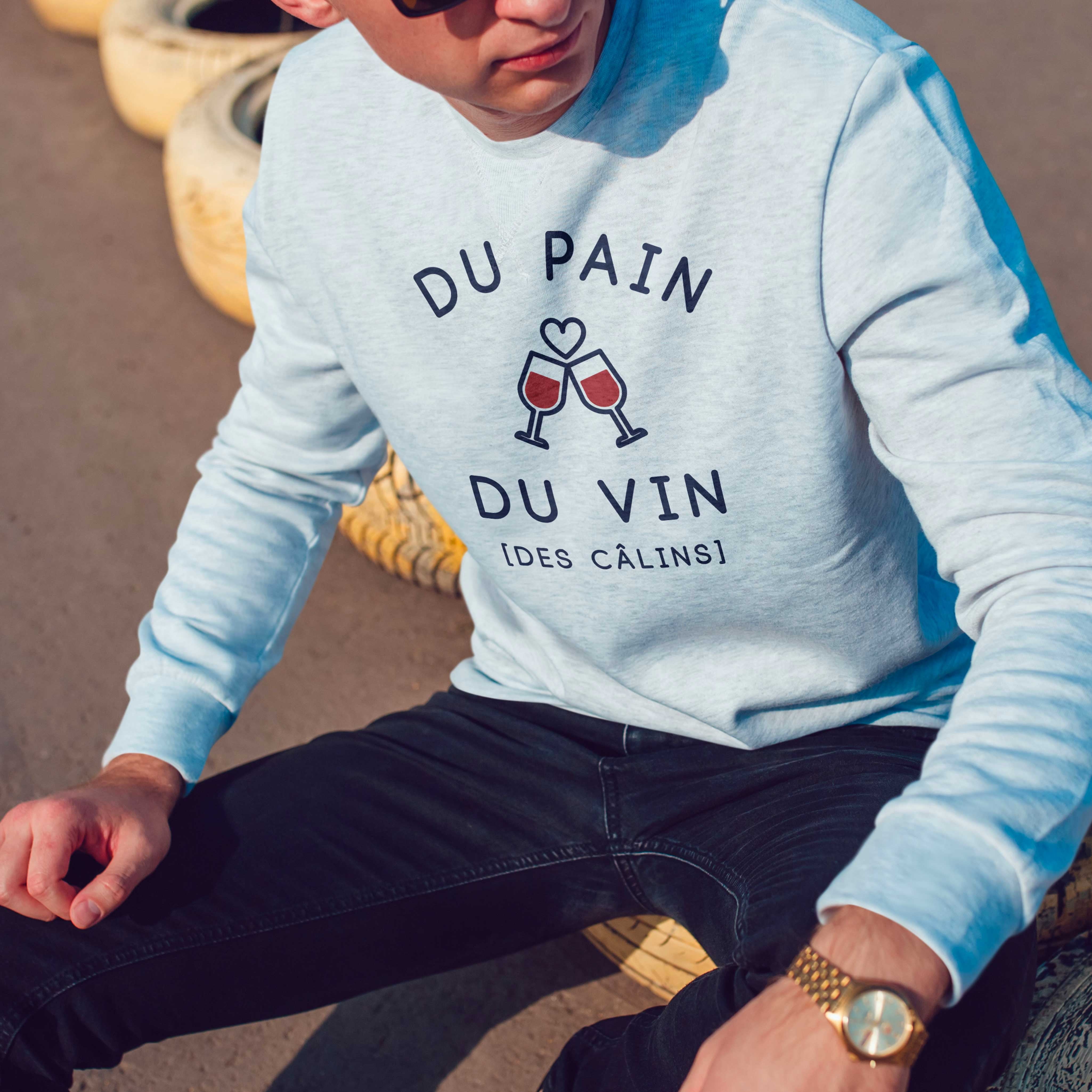 Juste Un T-shirt Sweats Imprimés Du pain du vin sweat-shirt gris chiné apéro
