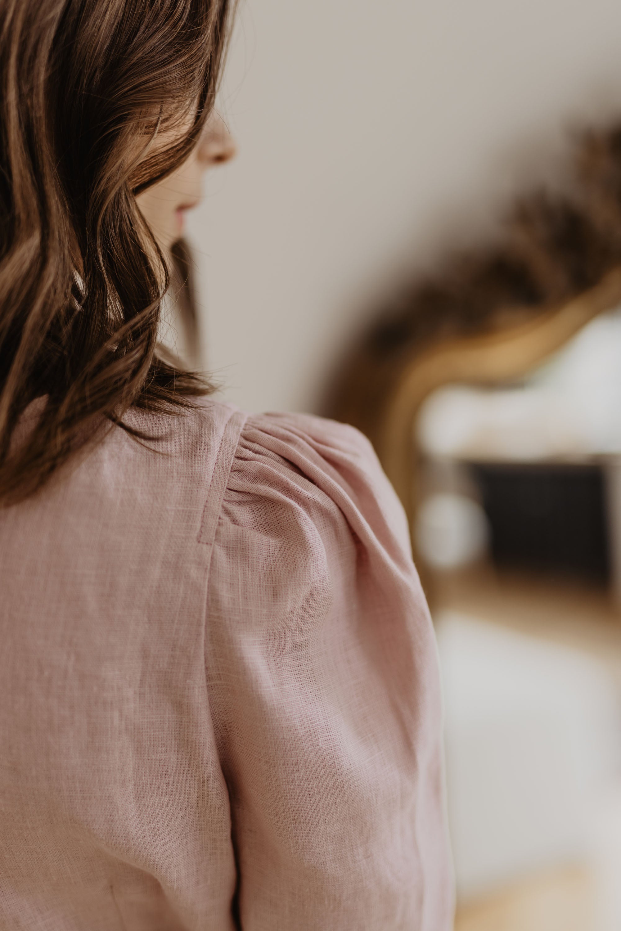 Laumė linen Linen Dresses Smiltyne robe portefeuille en lin rose poudré