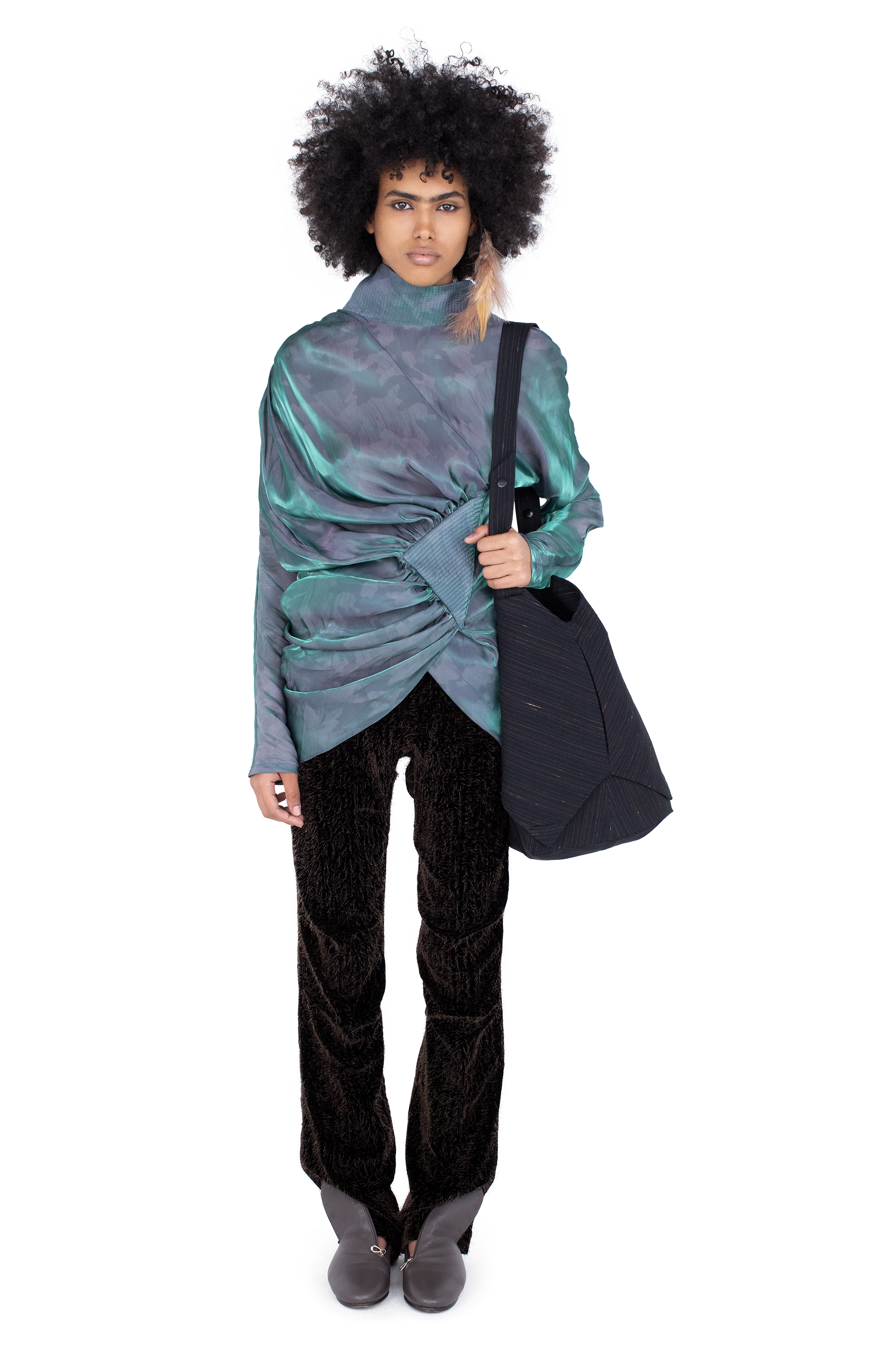 Kiko Kostadinov Tops JACANA Blouse blouse Cobalt Brush en satin imprimé