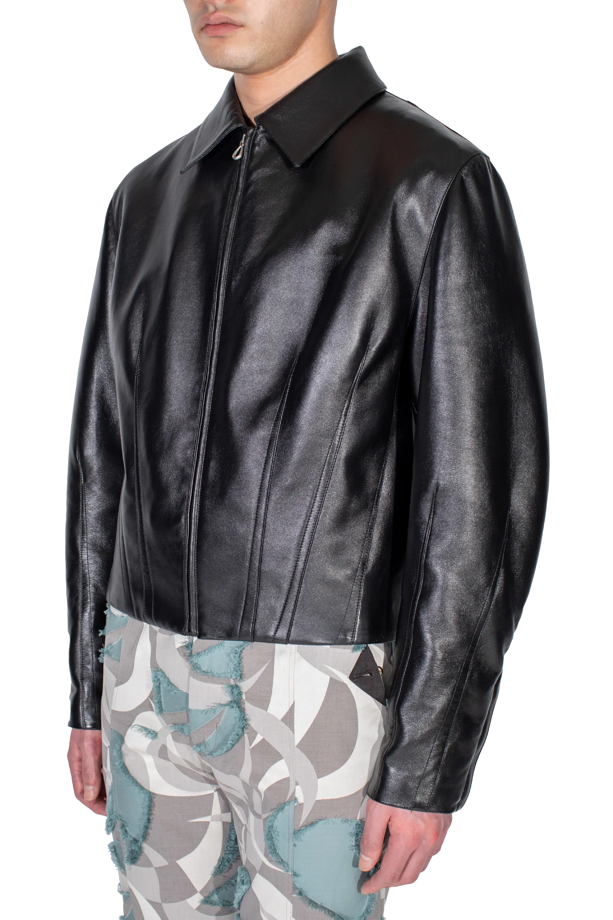 Kiko Kostadinov Outerwear LUR Leather Jacket veste Smokey Black cuir