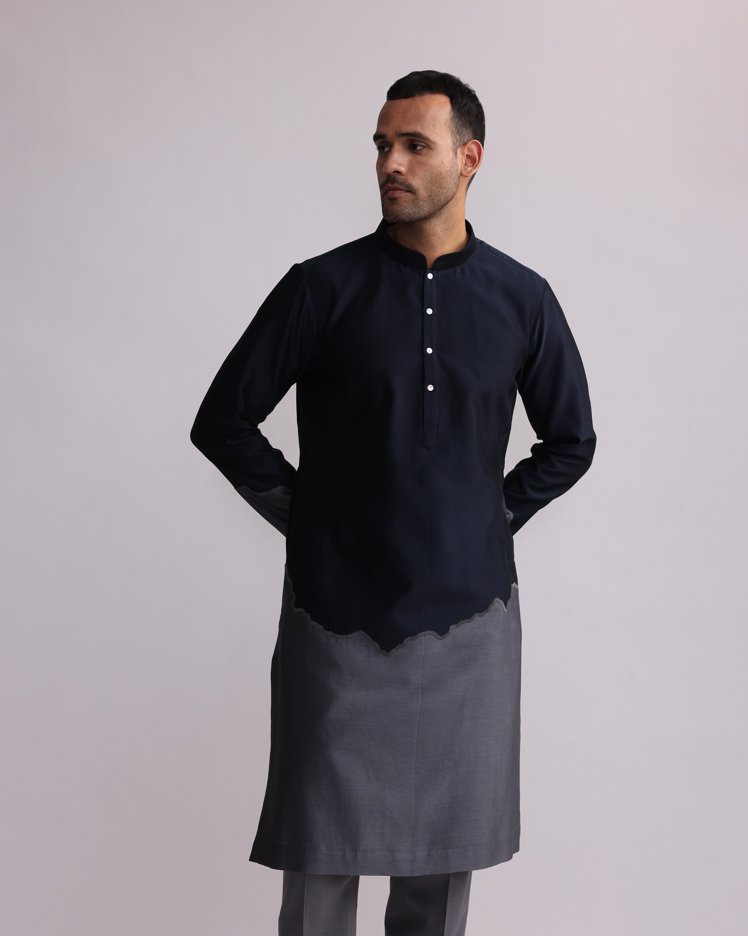 COUNTRYMADE Kurtas Half and Half Kurta With Matching Pants ensemble chanderi