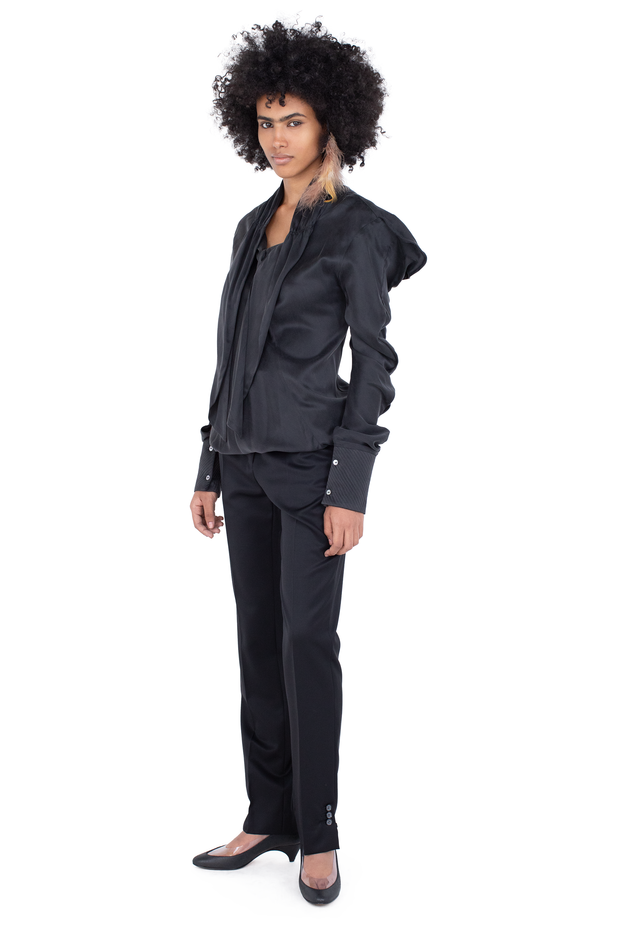 Kiko Kostadinov Bottoms EGRET Tailored Trousers pantalon noir laine