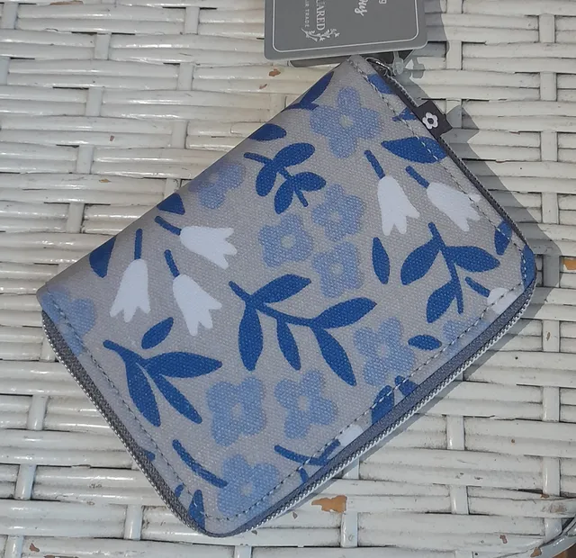 Sourire Multicolore Sacs et pochettes Portefeuille fleurs bleues coton ciré