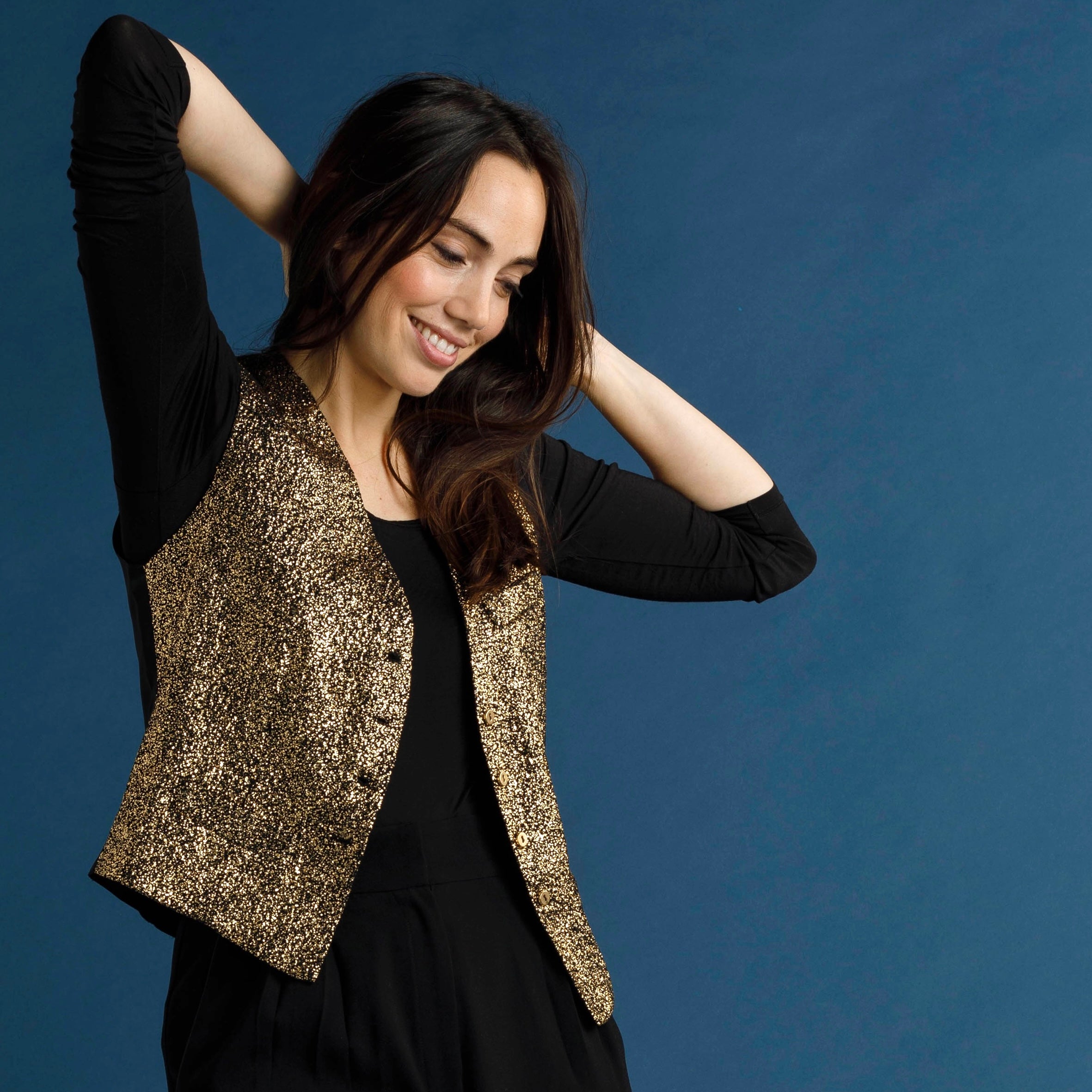 PANTRUCHE Gilets ASTAIRE gilet pailleté or