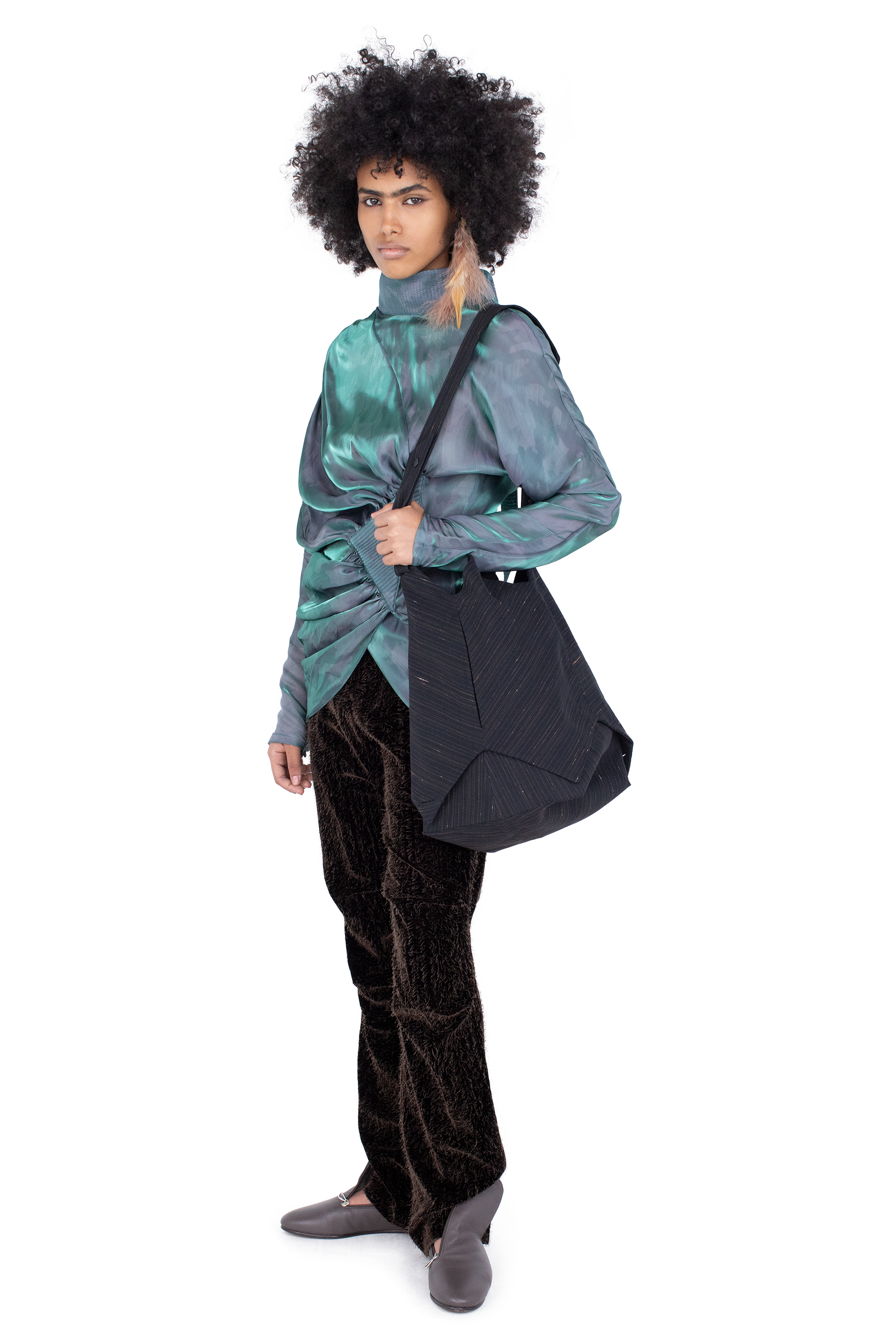 Kiko Kostadinov Tops JACANA Blouse blouse Cobalt Brush en satin imprimé
