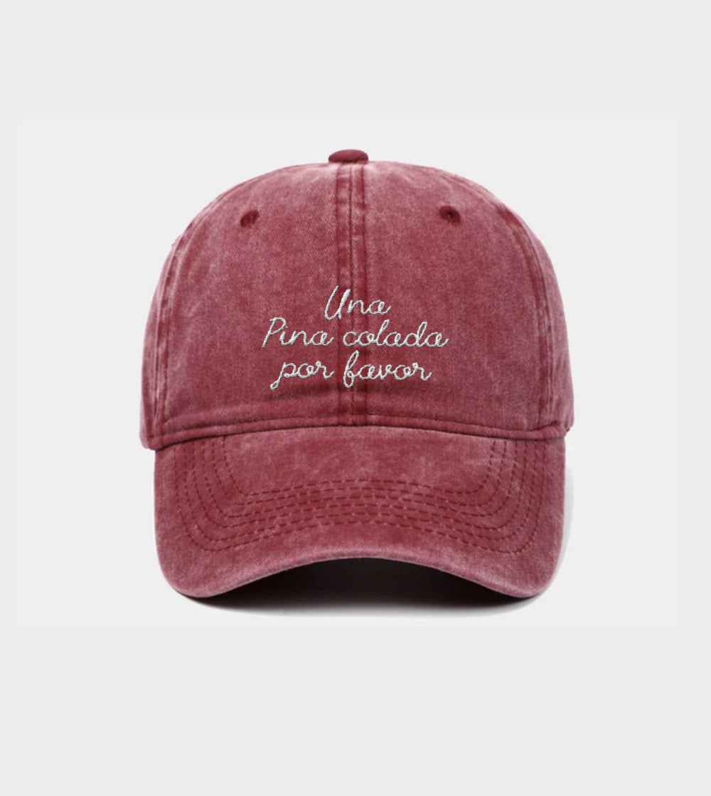 Juste Un T-shirt Casquettes Casquette Brodé Pina Colada Por Favor rouge vintage