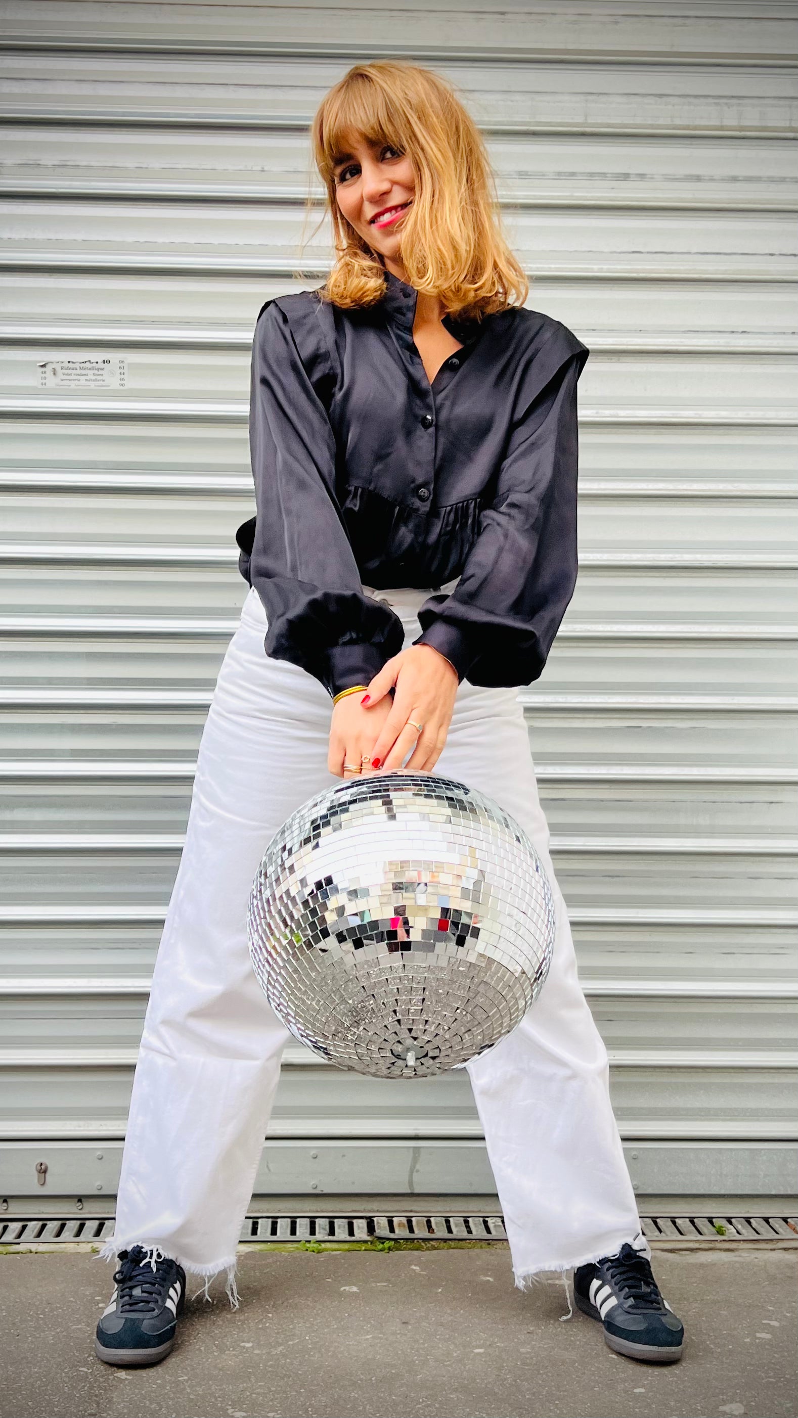 PANTRUCHE Chemises Blouse NINA noir blouse manches ballon en satin