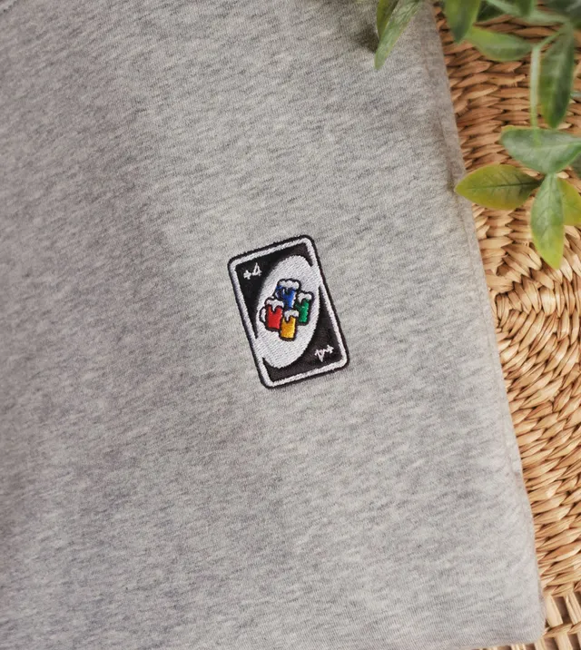 Juste Un T-shirt Sweats Brodés Uno sweat Gris chiné brodé