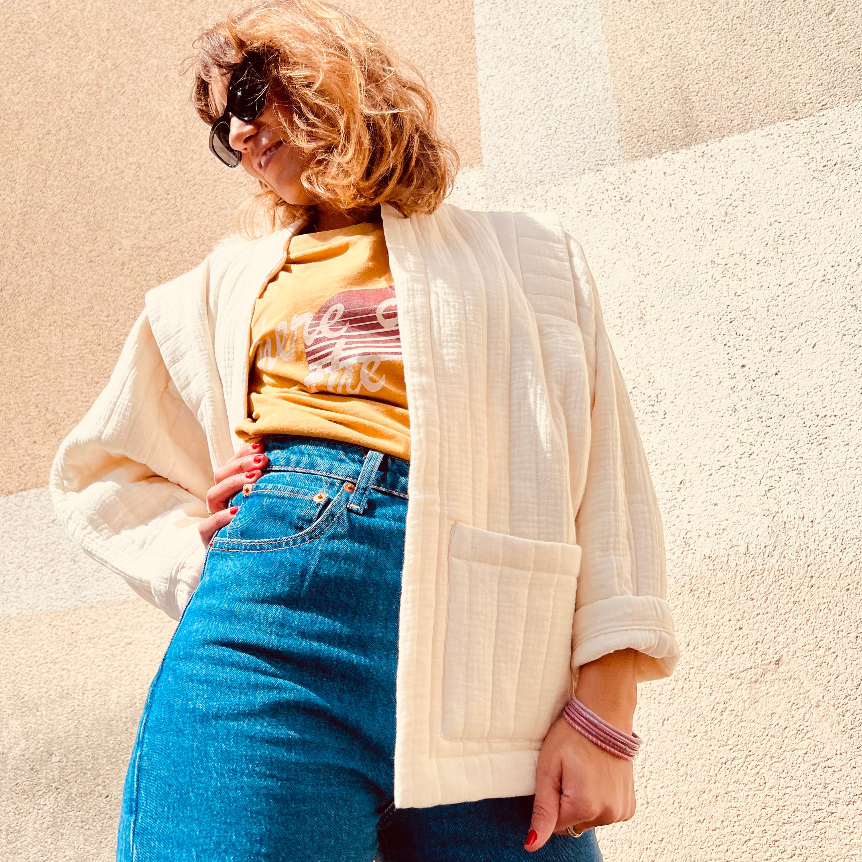 PANTRUCHE Vestes ISADORA veste crème en gaze de coton