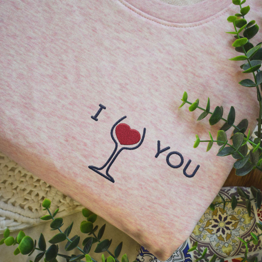 Juste Un T-shirt Sweats Brodés Sweat Brodé I Love you rose amour
