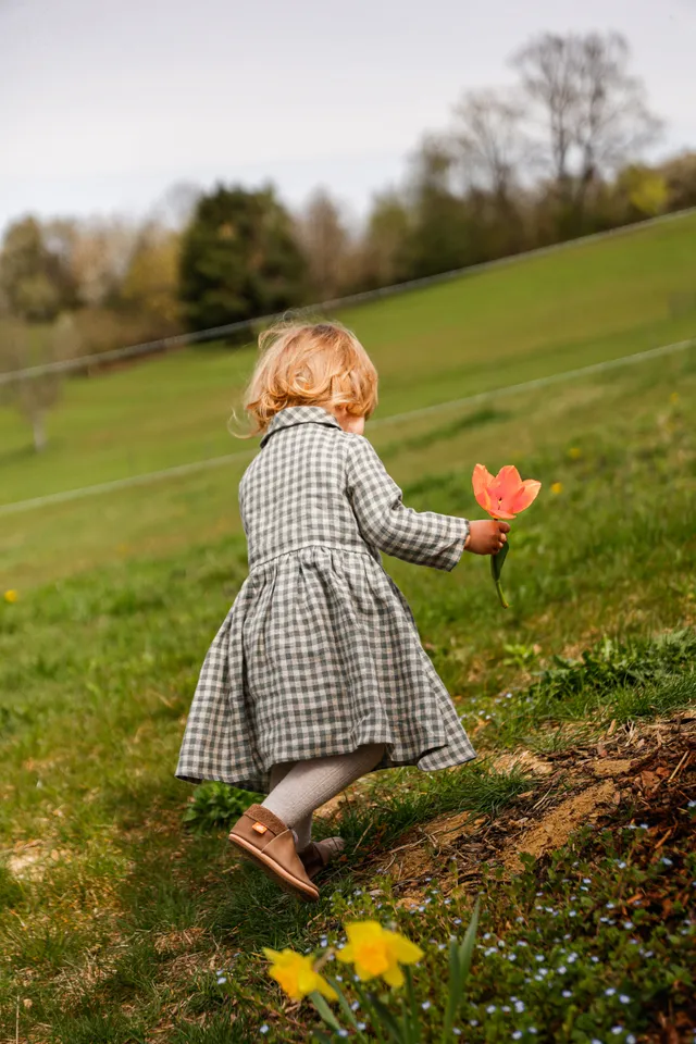 Laumė linen Kids Clothing MEDEINA robe fille en lin 2 ans coloris avoine