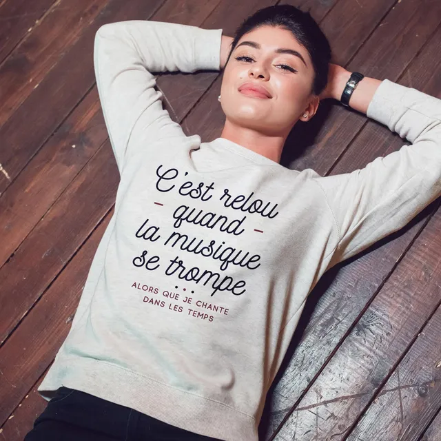 Juste Un T-shirt Sweats Imprimés C'est relou quand la musique sweat gris chiné