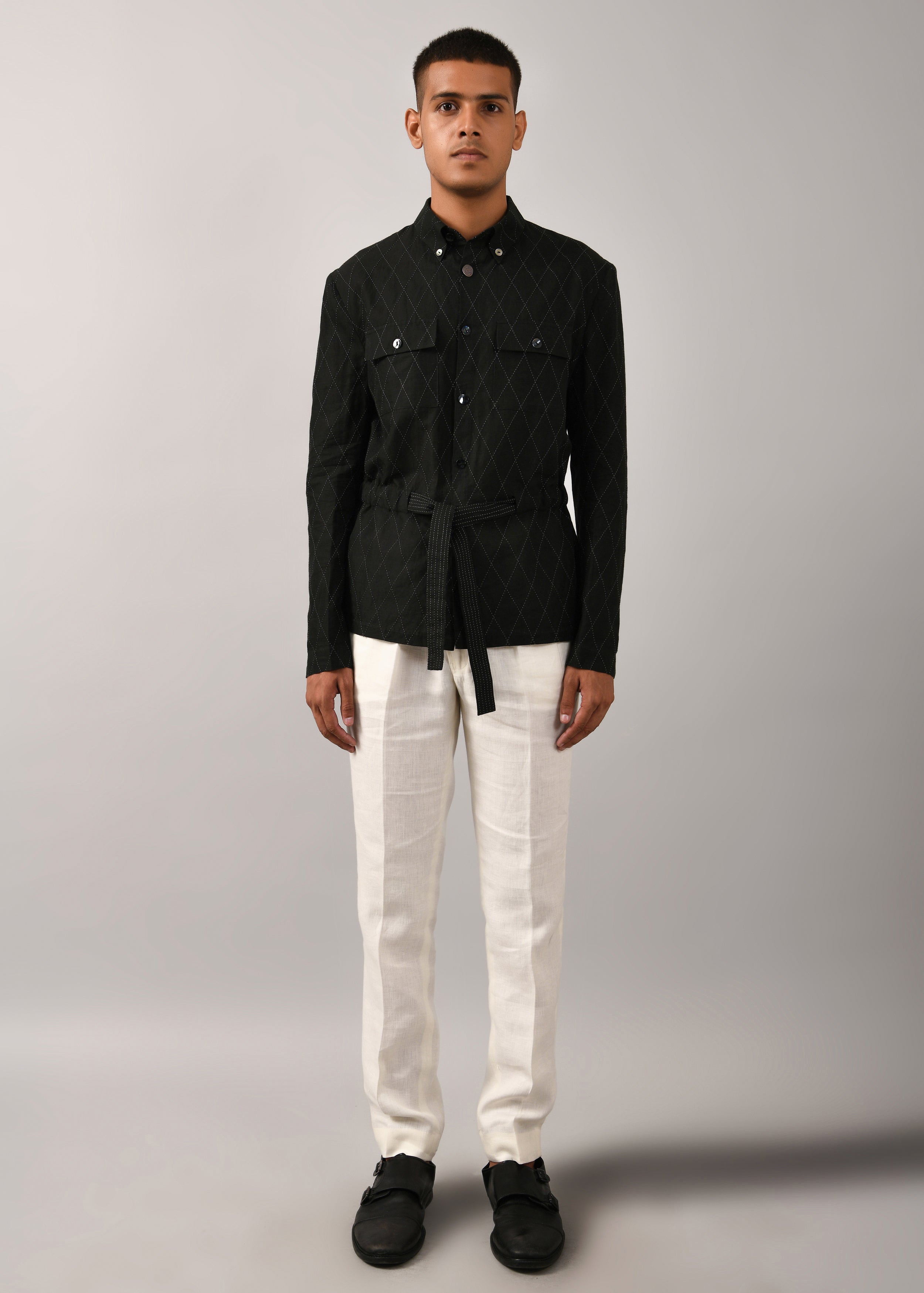 COUNTRYMADE Shirts Diamond Drawstring Shacket shacket noir en lin coton