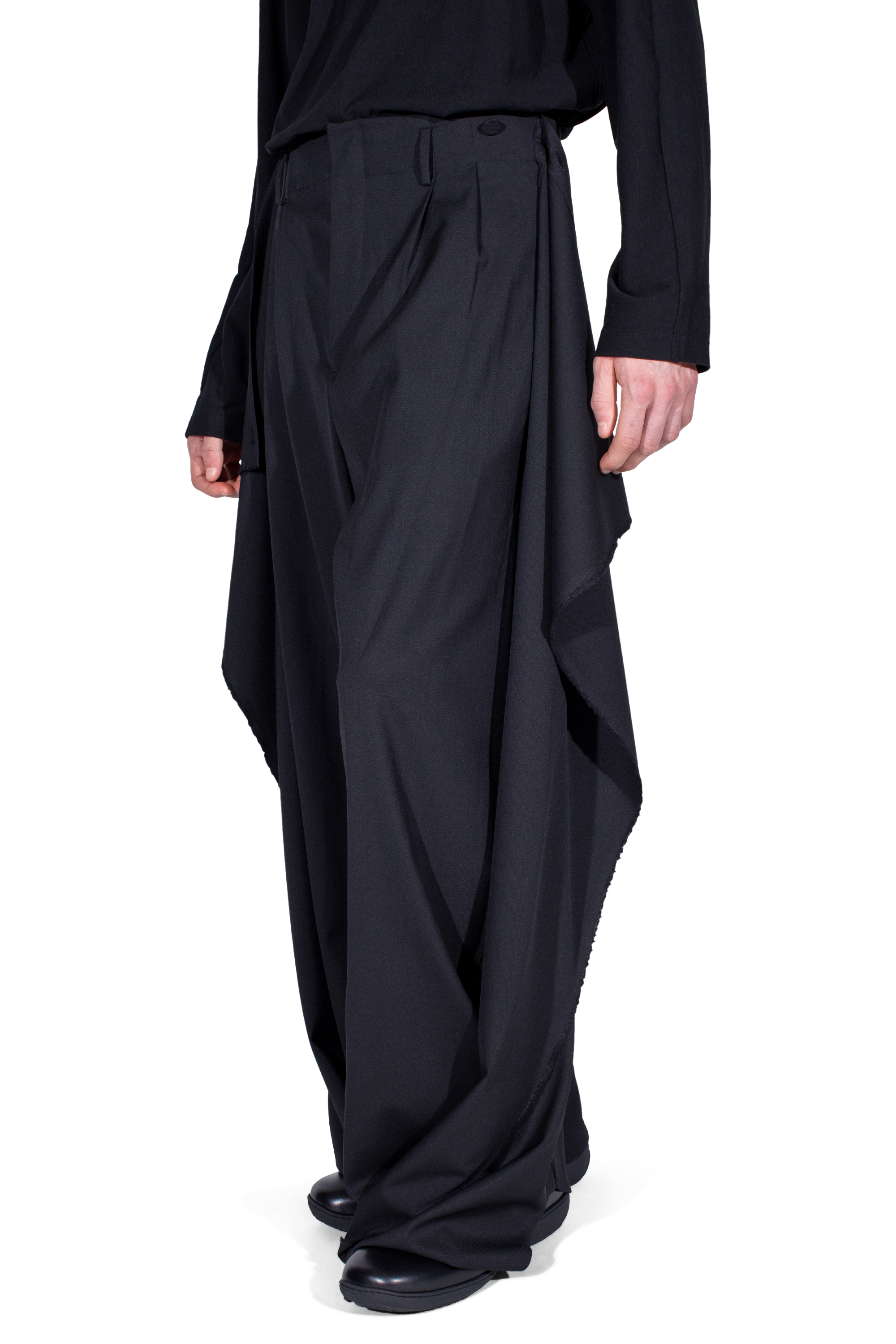 Kiko Kostadinov Bottoms CURSUS Drape Trousers pantalon noir laine