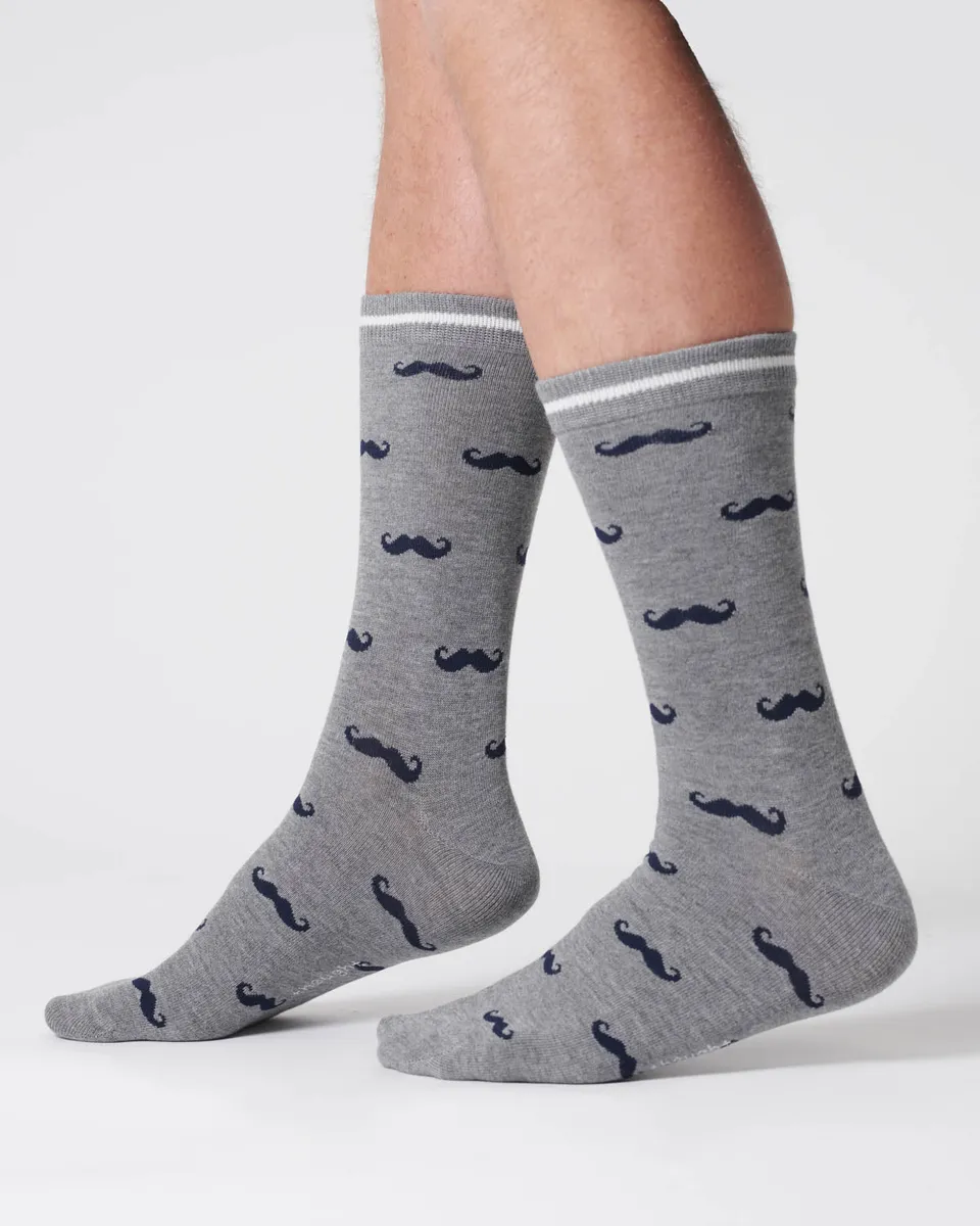 Sourire Multicolore Chaussettes femme Chaussettes moustaches chaussettes grises taille 40/44 en bambou
