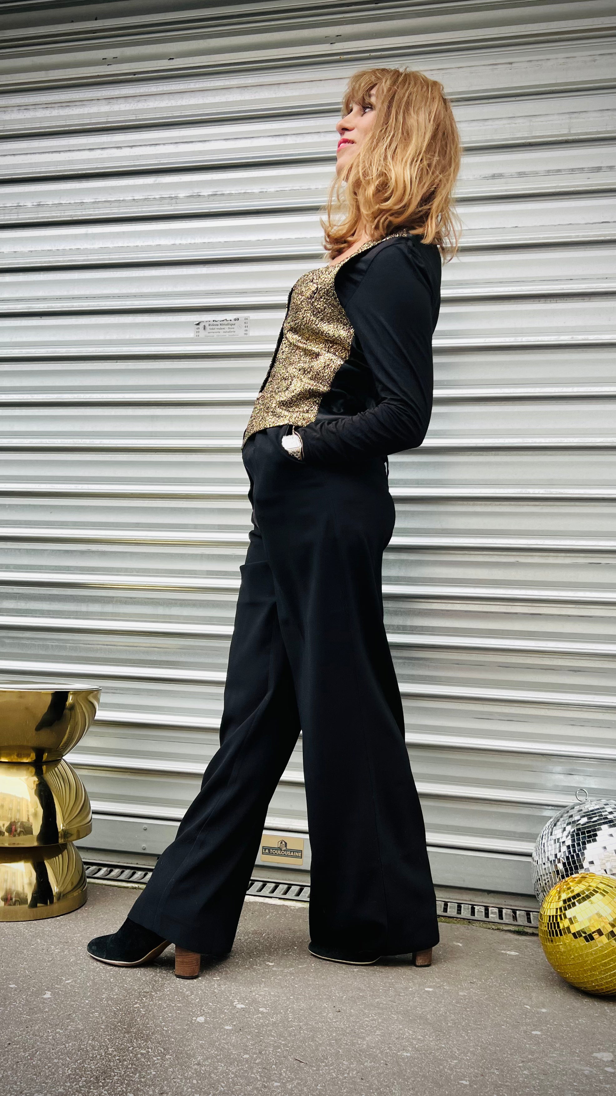 PANTRUCHE Pantalons Pantalon ELVIS noir pantalon large polyviscose