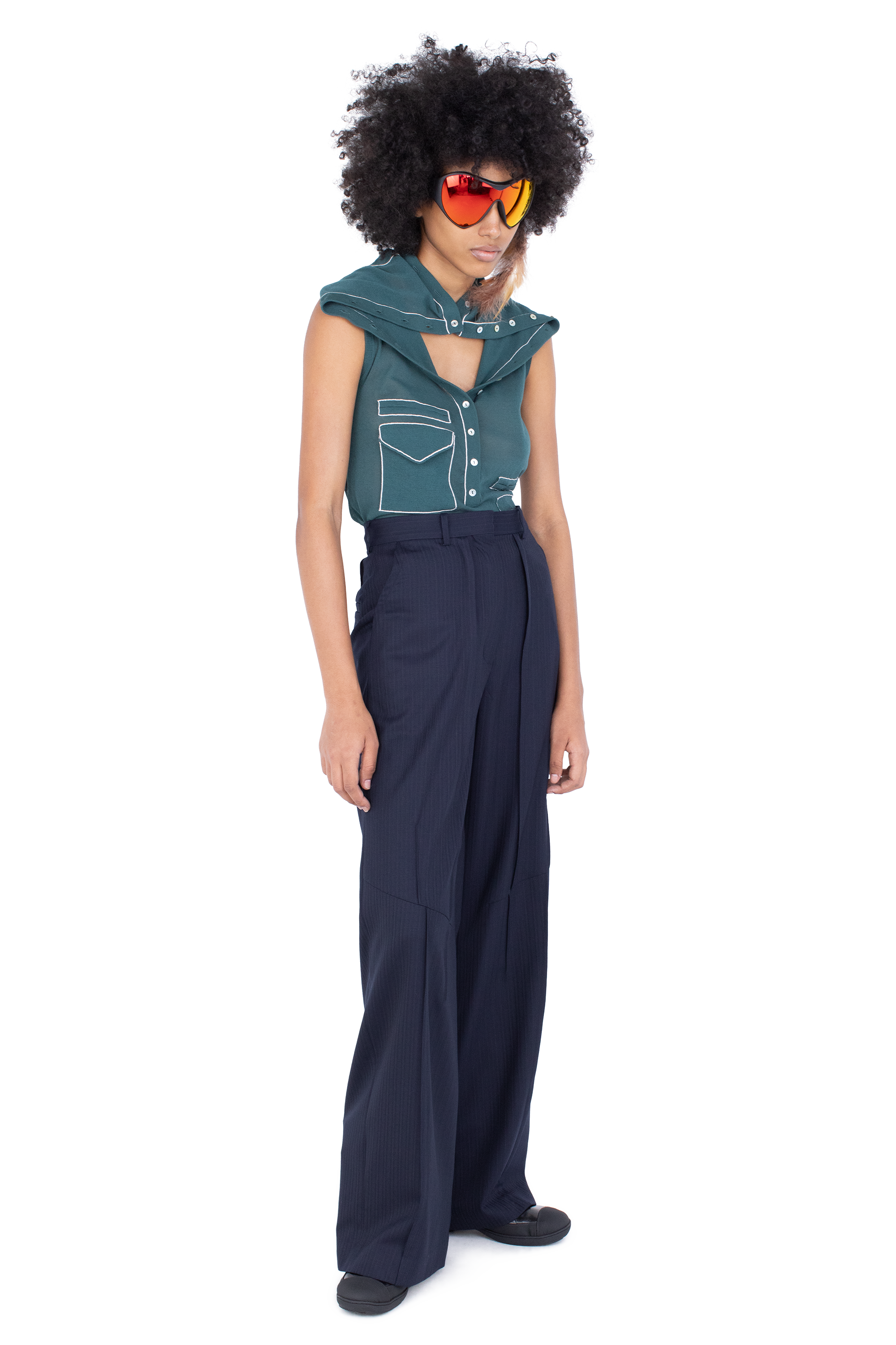 Kiko Kostadinov Bottoms TRIPOLINA Tailored Trousers pantalon Navy laine