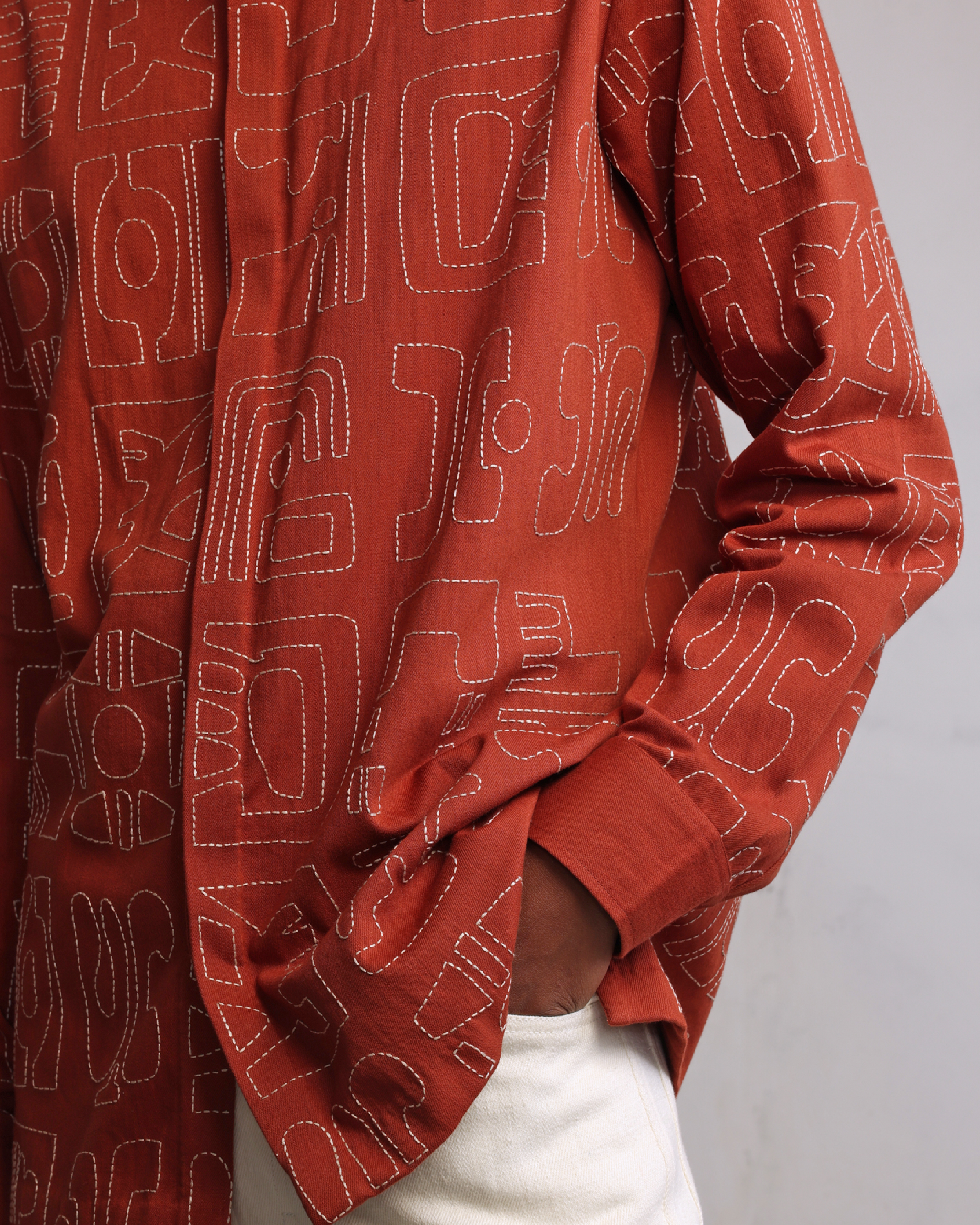 COUNTRYMADE Shirts Fossils outline over Shirt chemise brodée coupe régulière