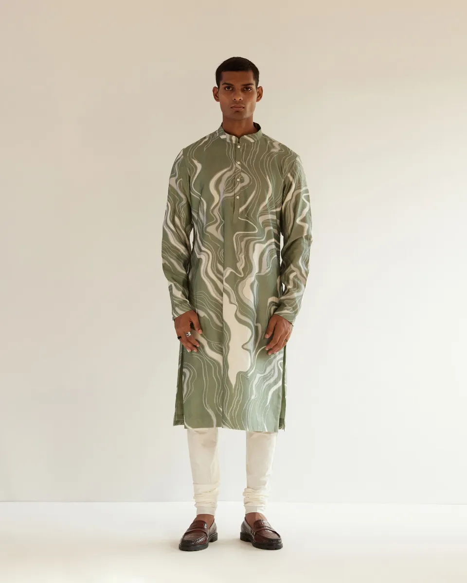 COUNTRYMADE Kurtas Infinity Print Kurta vert sauge
