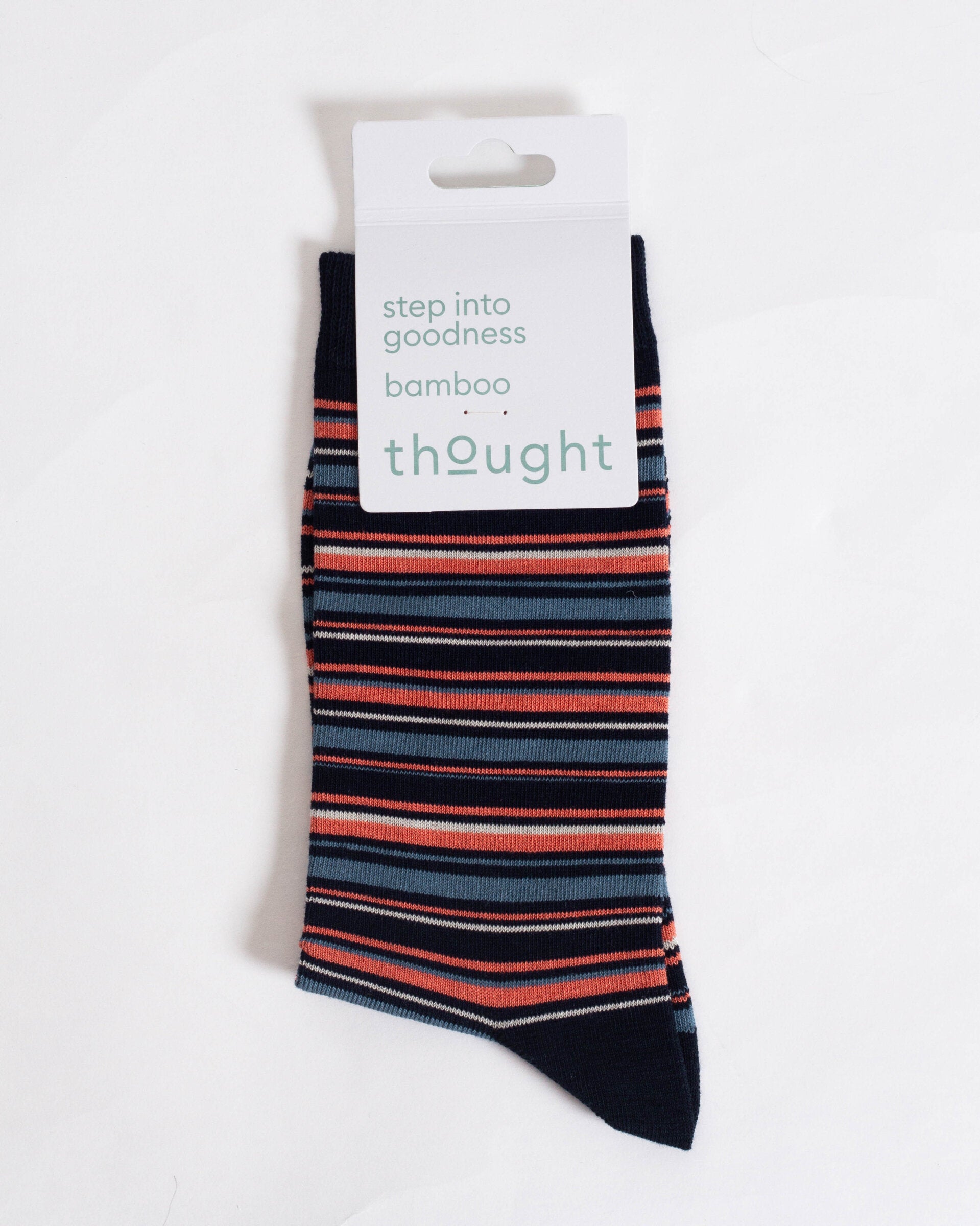 Thought Chaussettes homme Chaussettes rayures gris navy et rose en bambou 40-44