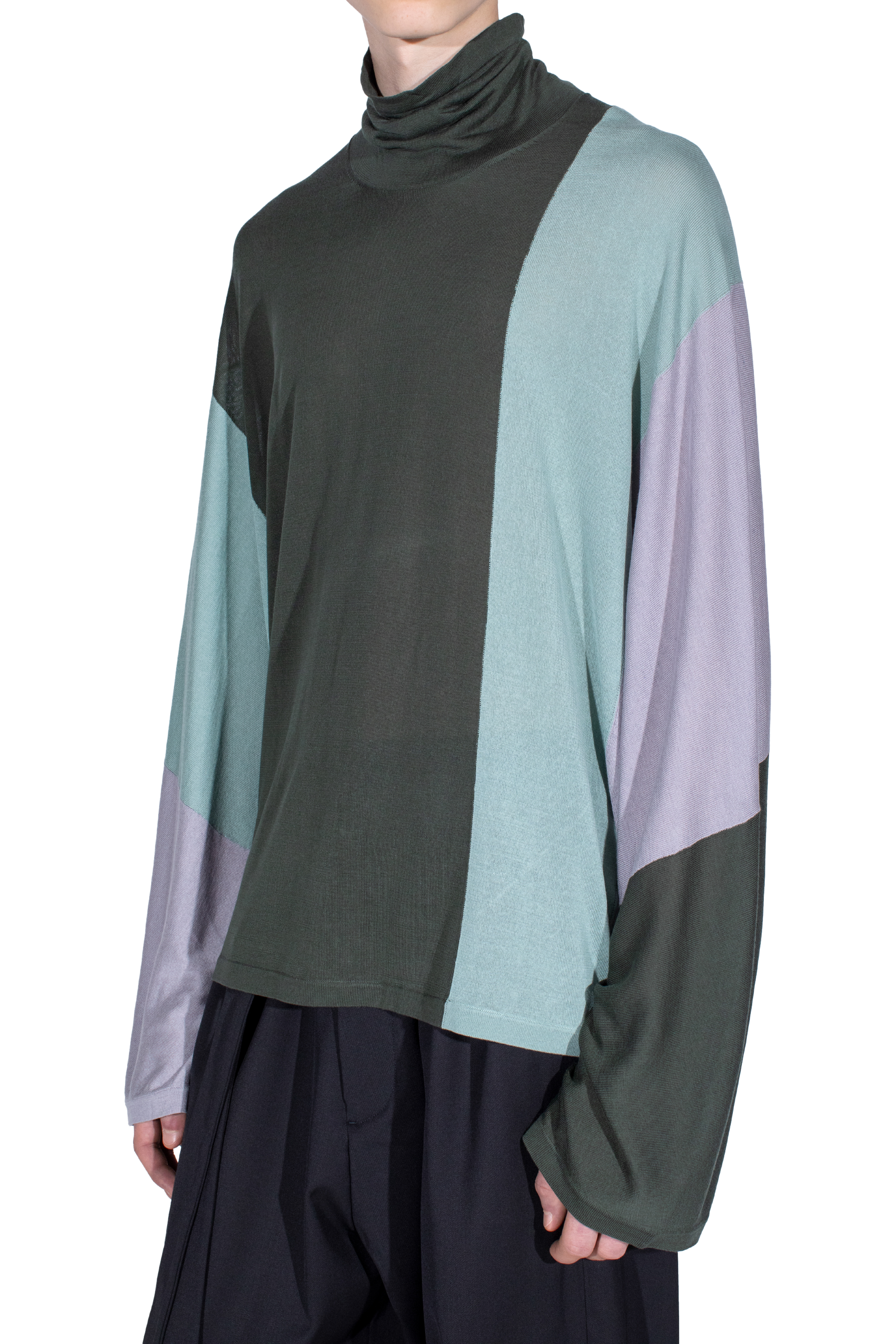 Kiko Kostadinov Knitwear SIGO Knit Pullover Pine 44 col roulé en Tencel soie