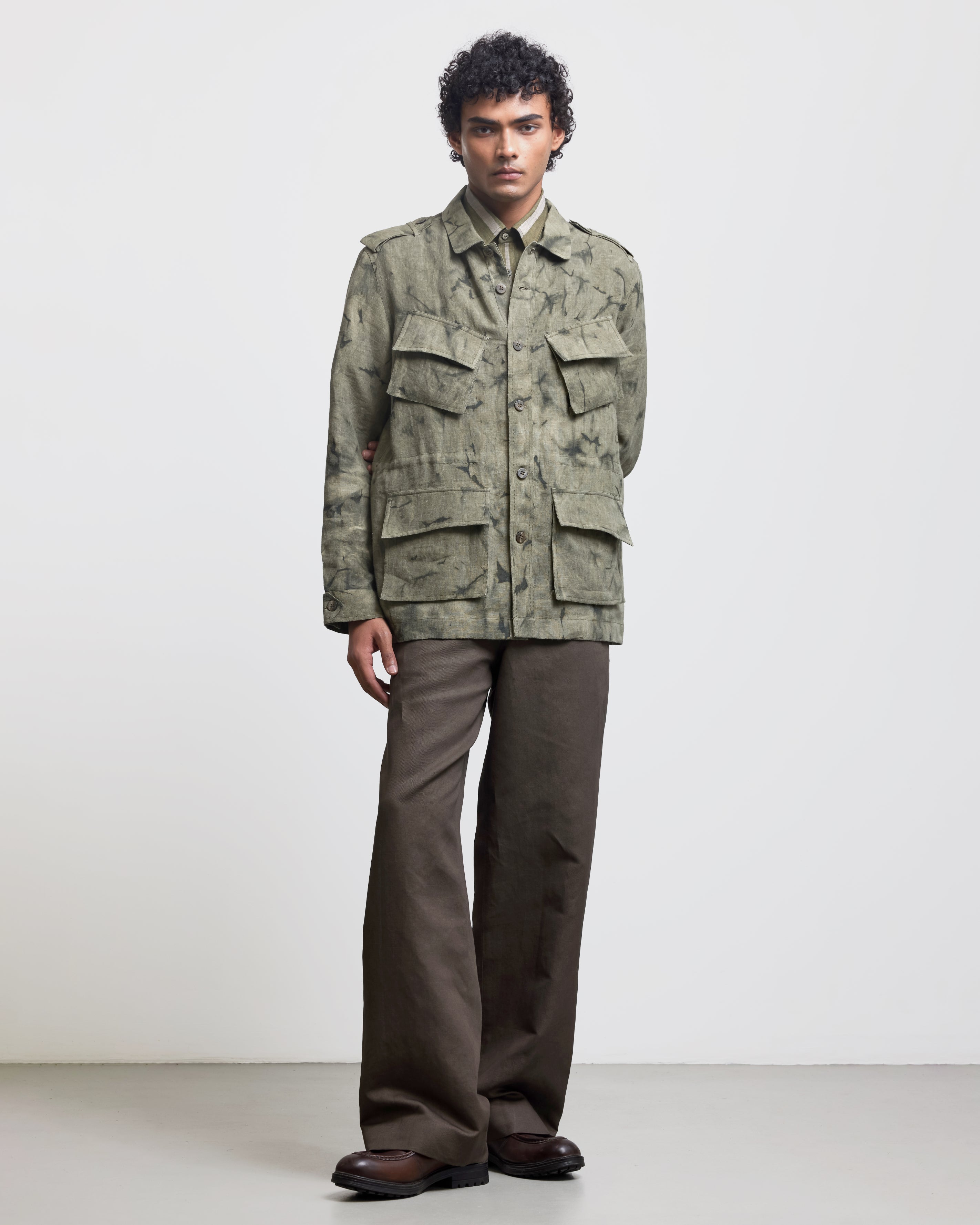 COUNTRYMADE Jackets OLIVE SUNFADED SAFARI veste en lin olive