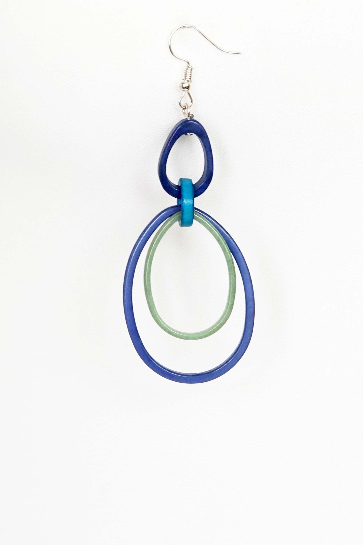 Sourire Multicolore Boucles d'oreilles Baloa en ivoire végétal bleu