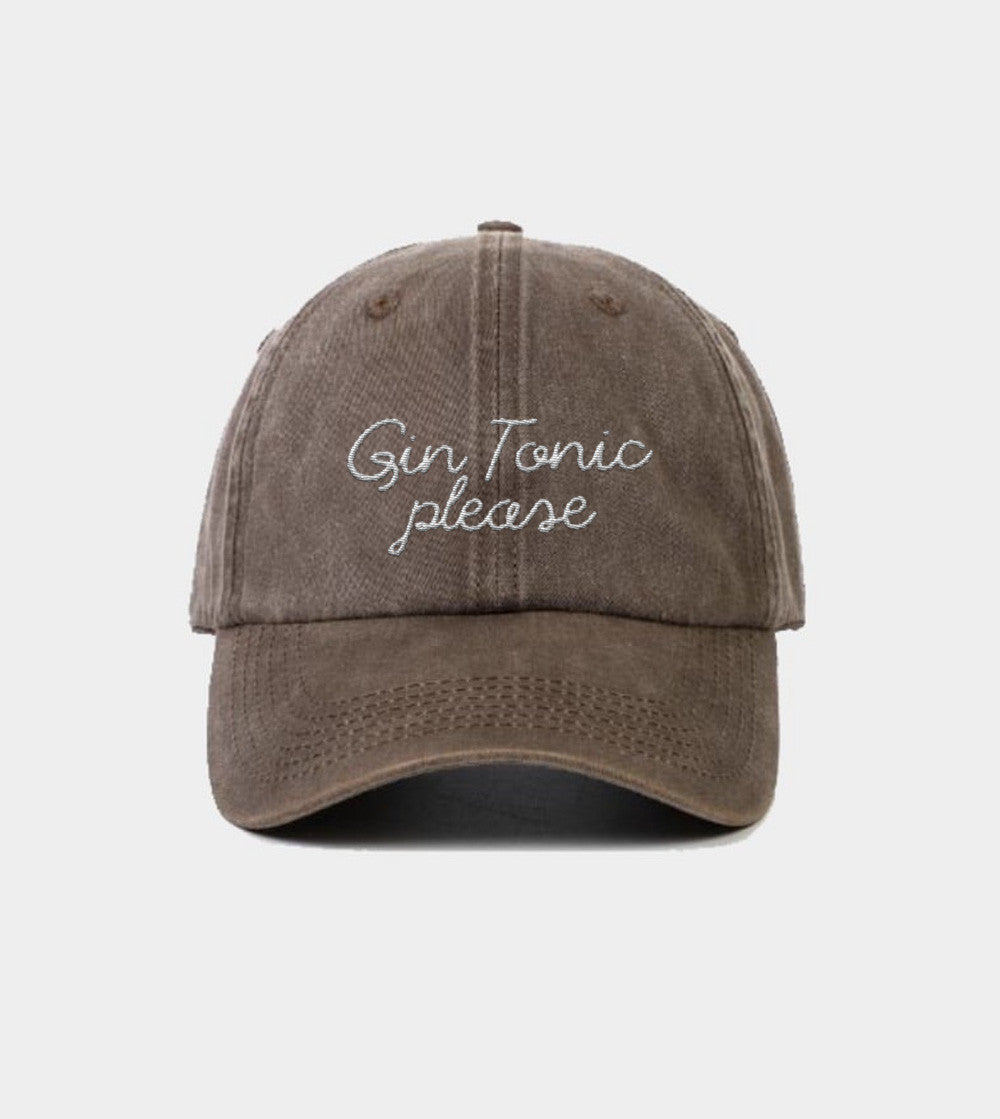 Juste Un T-shirt Casquettes Gin Tonic Please casquette brodée rouge vintage